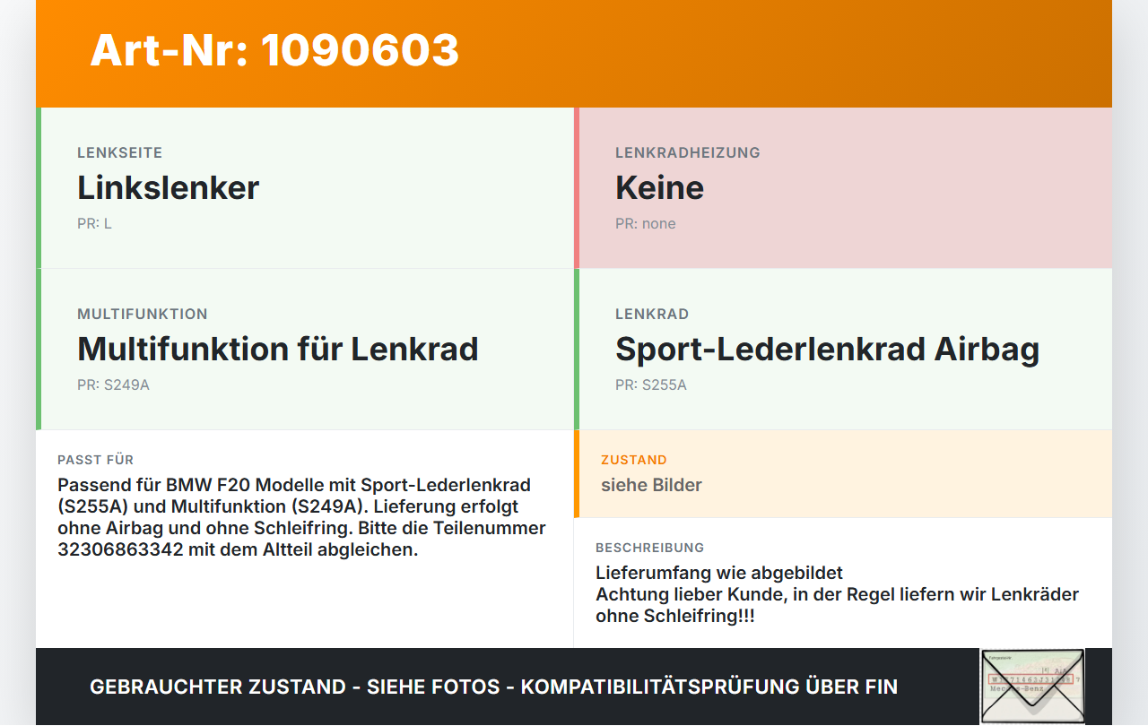 BMW 114i F20 11-15 Lenkrad ohne Airbag BMW 114i F20 11-15 11.03.2013 6863342 32306863342 62560001E 6791310... Vorschau 3