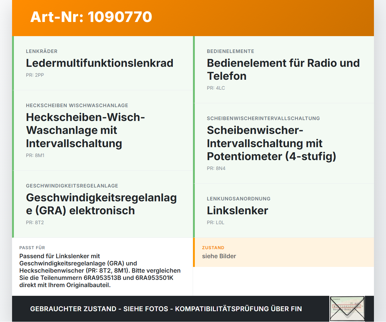 Skoda Rapid NH 12-17 Lenkstockschalter Blinker Wischer Kombischalter Skoda Rapid NH 12-17 19.12.2013 6RA953513B... Vorschau 3