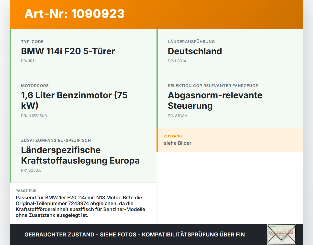 BMW 114i F20 11-15 1,6 75KW Kraftstoffpumpe Kraftstoff Förderpumpe Benzinpumpe Tankgeber BMW 114i F20 11-15... Vorschau 3