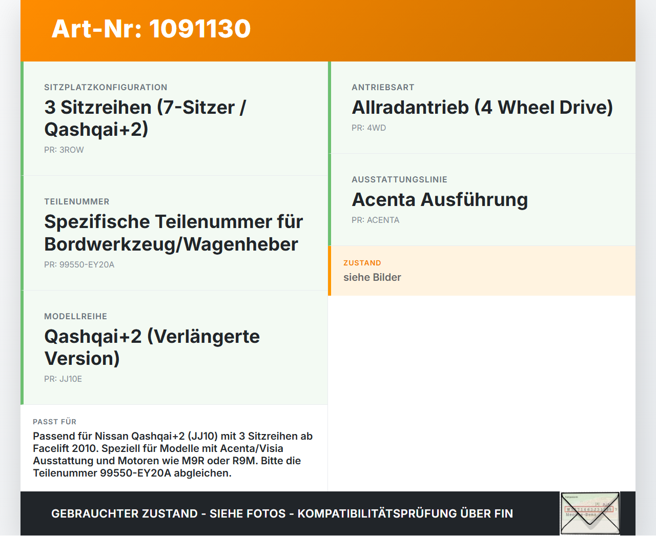 Nissan Qashqai +2 J10 10-13 Original Werkzeug Bordwerkzeug Wagenheber Nissan Qashqai +2 J10 10-13 15.01.2013... Vorschau 3