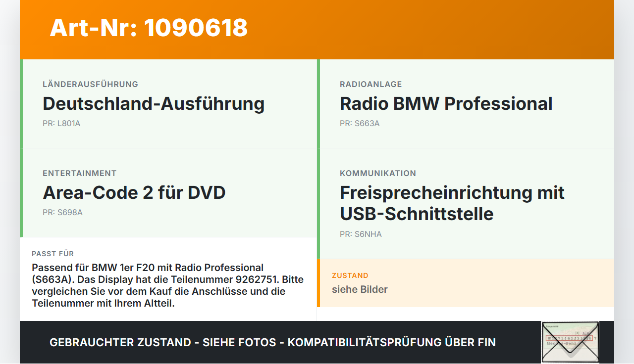 BMW 114i F20 11-15 Bildschirm Display Monitor BMW 114i F20 11-15 11.03.2013 9270391 65509270391 9262751... Vorschau 3