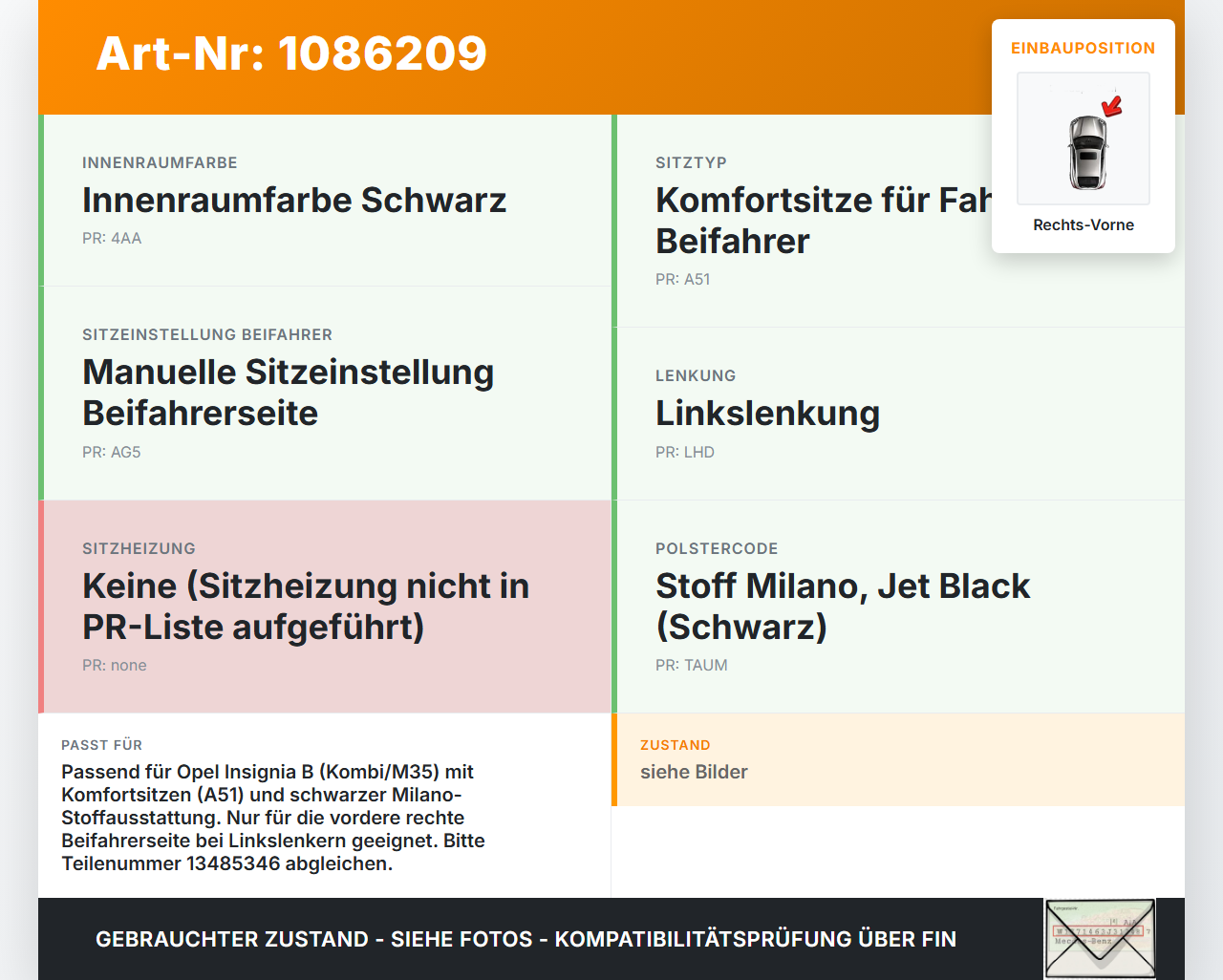 Opel Insignia B Z18 17-20 Kombi Abdeckung Blende für Sitz Beifahrersitz Rechts Vorne Opel Insignia B Z18 17-20... Vorschau 3