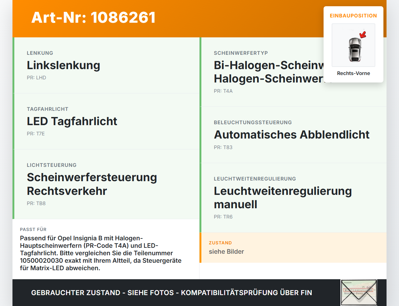 Opel Insignia B Z18 17-20 LED Scheinwerfer Steuergerät Modul Tagfahrlicht Rechts Vorne Opel Insignia B Z18 17-20... Vorschau 3