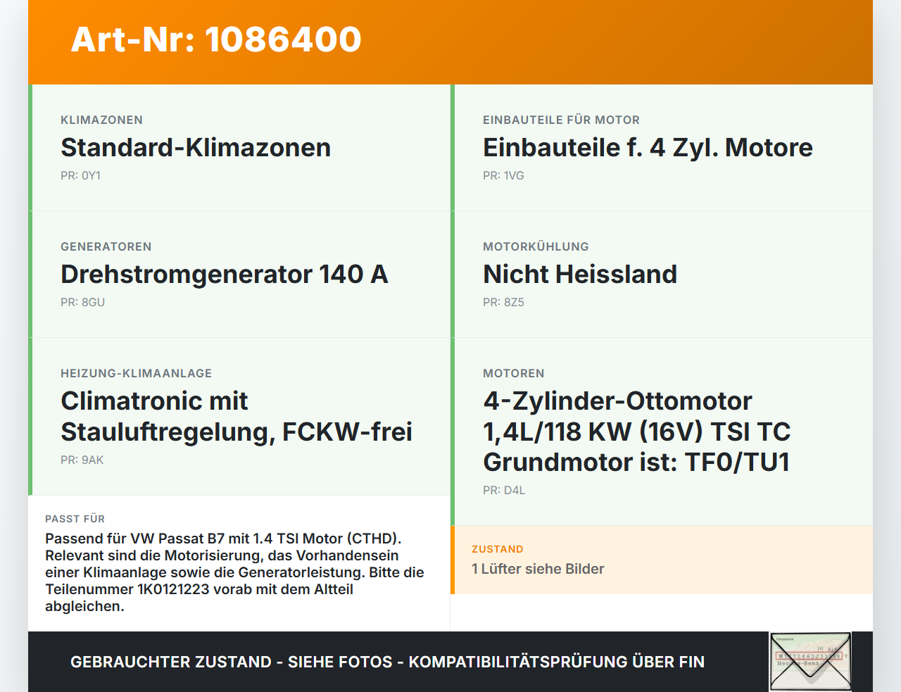 VW Passat 3C B7 10-14 TSI 1,4 90KW Kühlerlüfter Lüfter Ventilator Kühlerzarge Lüfterzarge VW Passat 3C B7 10-14... Vorschau 3