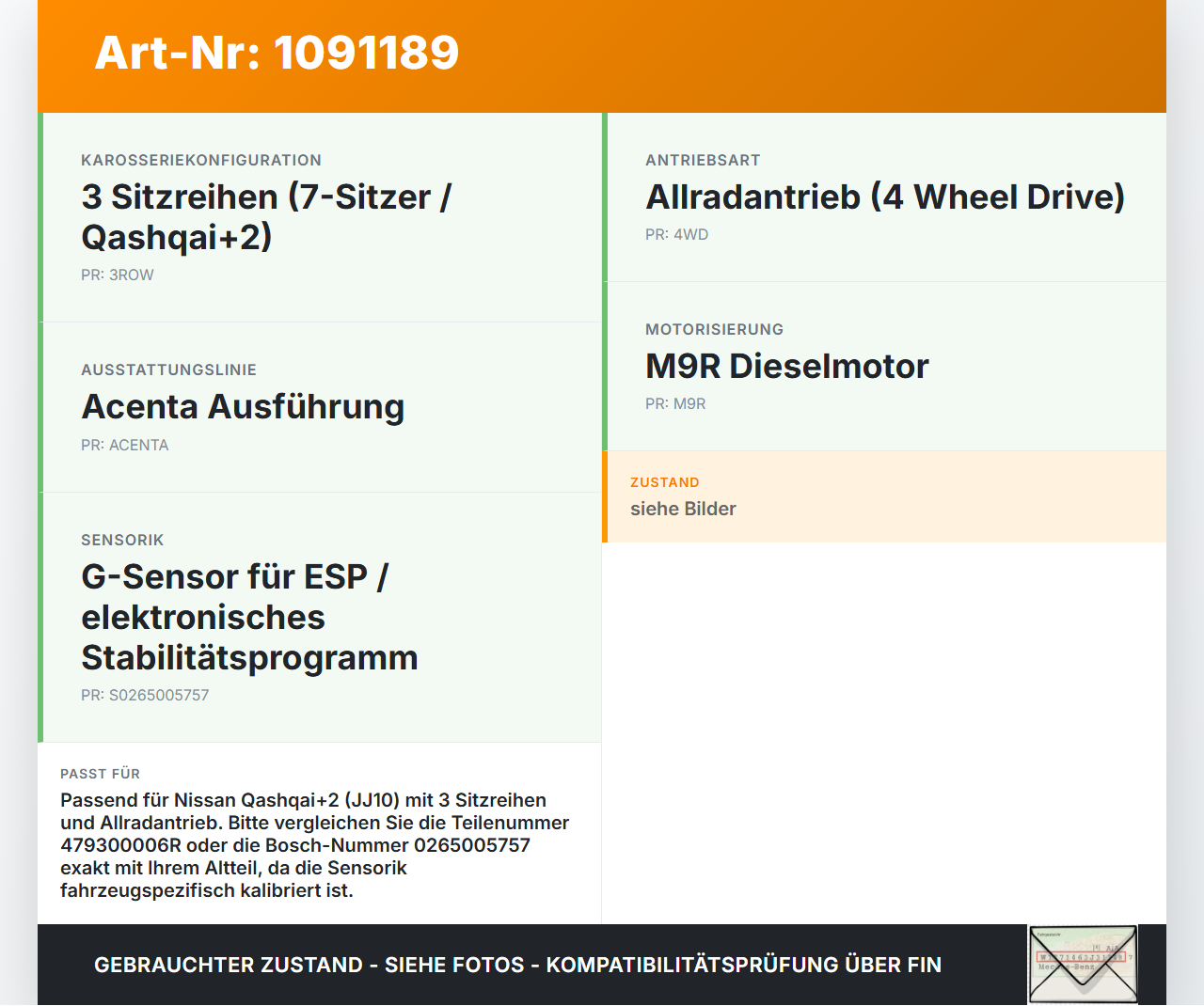 Nissan Qashqai +2 J10 10-13 ESP Sensor Steuergerät Nissan Qashqai +2 J10 10-13 15.01.2013 4793000Q0E 479300006R... Vorschau 3