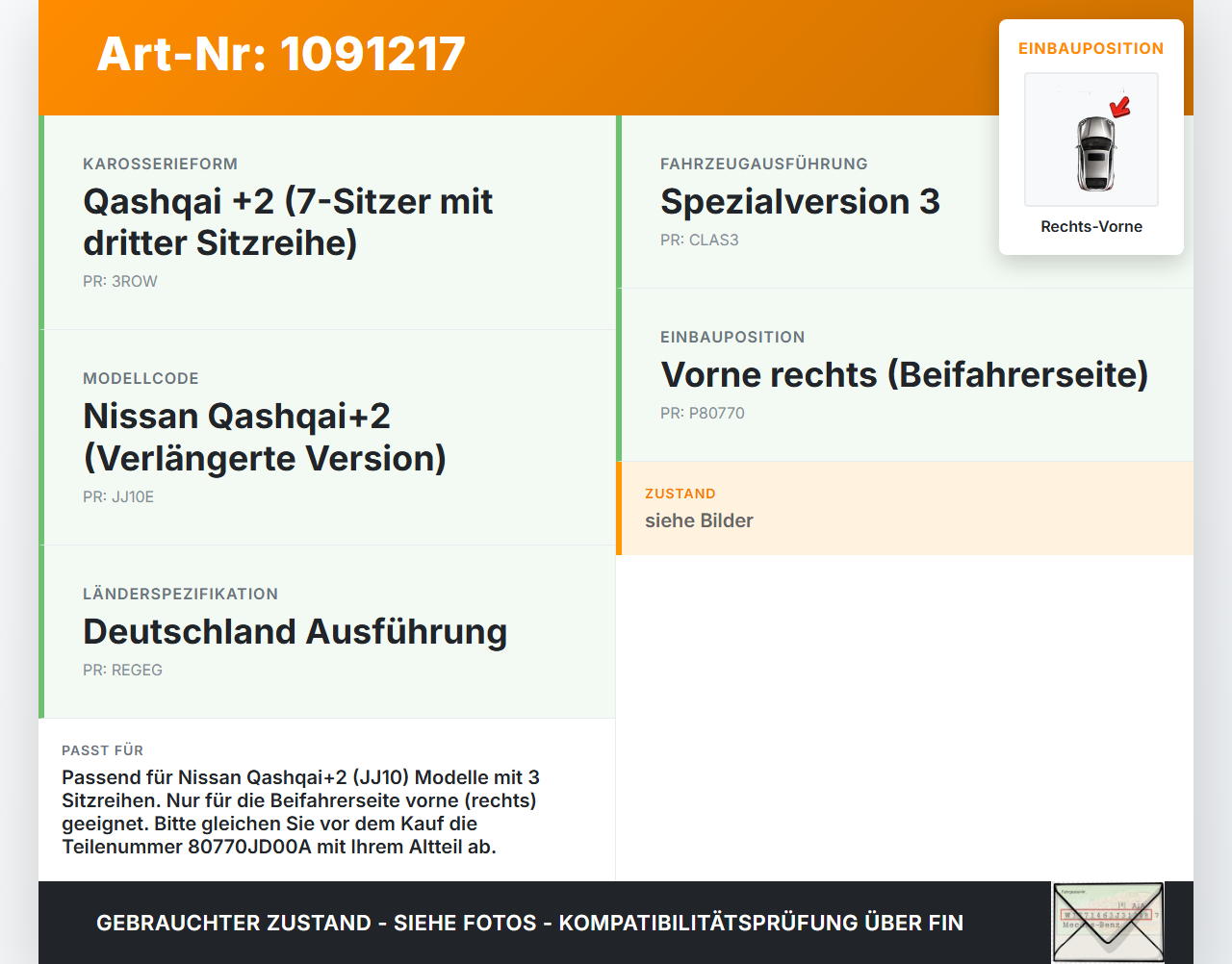 Nissan Qashqai +2 J10 10-13 Fensterhebermotor mit Fensterheber Rechts Vorne Nissan Qashqai +2 J10 10-13 15.01.2013... Vorschau 3