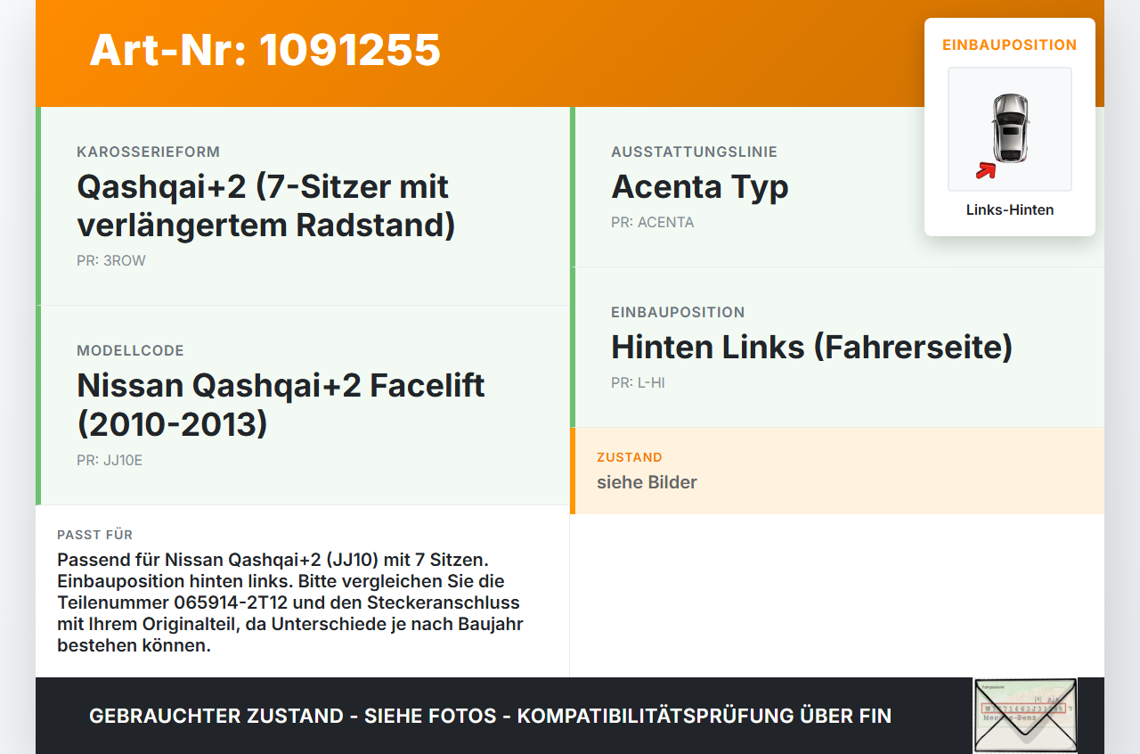Nissan Qashqai +2 J10 10-13 Fensterhebermotor mit Fensterheber Links Hinten Nissan Qashqai +2 J10 10-13 15.01.2013... Vorschau 3