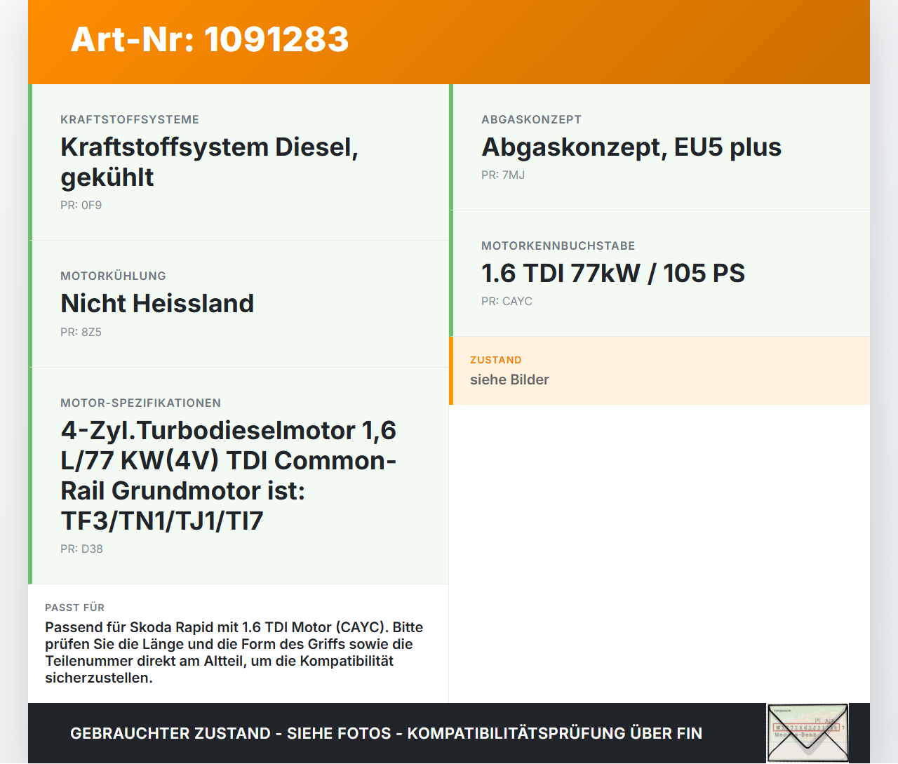 Skoda Rapid NH 12-17 TDI 1,6 77KW CAYC Ölmessstab Öl Stab Skoda Rapid NH 12-17 19.12.2013 03L115611H gebraucht Vorschau 3