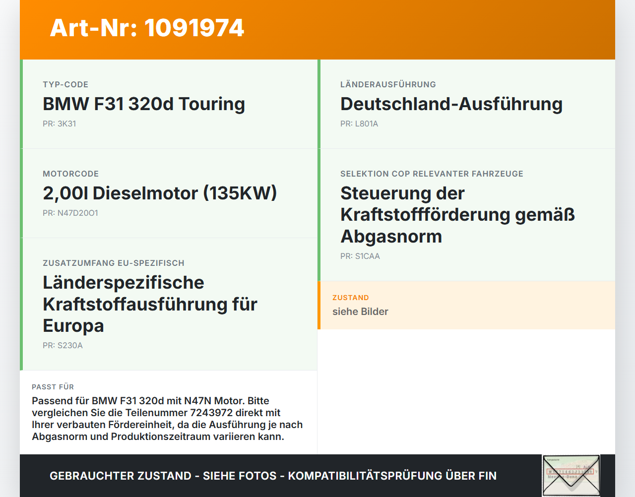 BMW 320d F31 12-15 2,0d 135KW Kraftstoffpumpe Kraftstoff Förderpumpe Tankgeber BMW 320d F31 12-15 21.12.2012... Vorschau 3