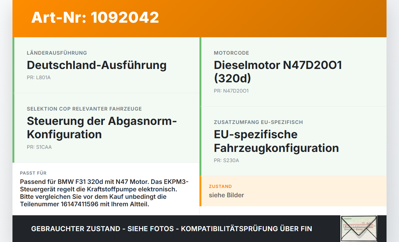 BMW 320d F31 12-15 Steuergerät ECU Modul SG EKPM3 für Kraftstoffpumpe BMW 320d F31 12-15 21.12.2012 7411596... Vorschau 3