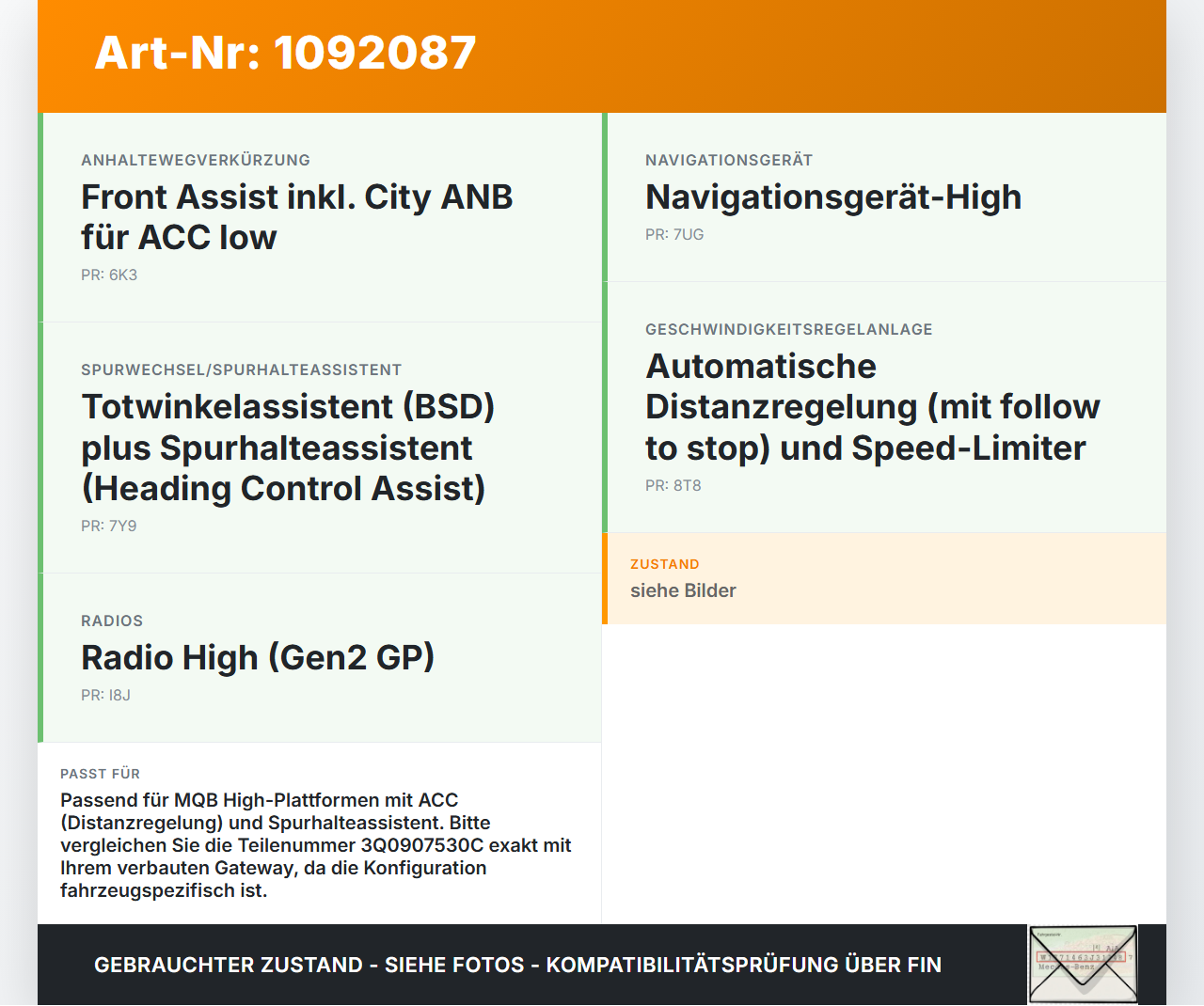 Skoda Octavia III 5E 17-20 Steuergerät ECU SG GW MQB High Skoda Octavia III 5E 17-20 03.01.2018 3Q0907530L... Vorschau 3