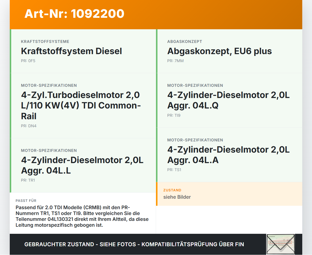 Skoda Octavia III 5E 17-20 TDI 2,0 110KW Hochdruck Leitung Kraftstoffleitung Skoda Octavia III 5E 17-20 03.01.2018... Vorschau 3