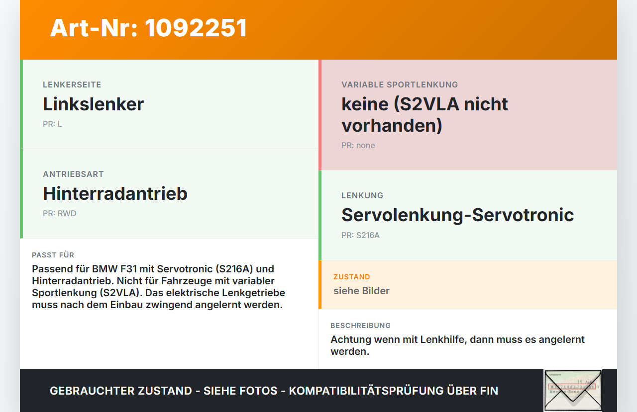 BMW 320d F31 12-15 Lenkgetriebe Servolenkung Elektrische Lenkhilfe BMW 320d F31 12-15 21.12.2012 6883264... Vorschau 3
