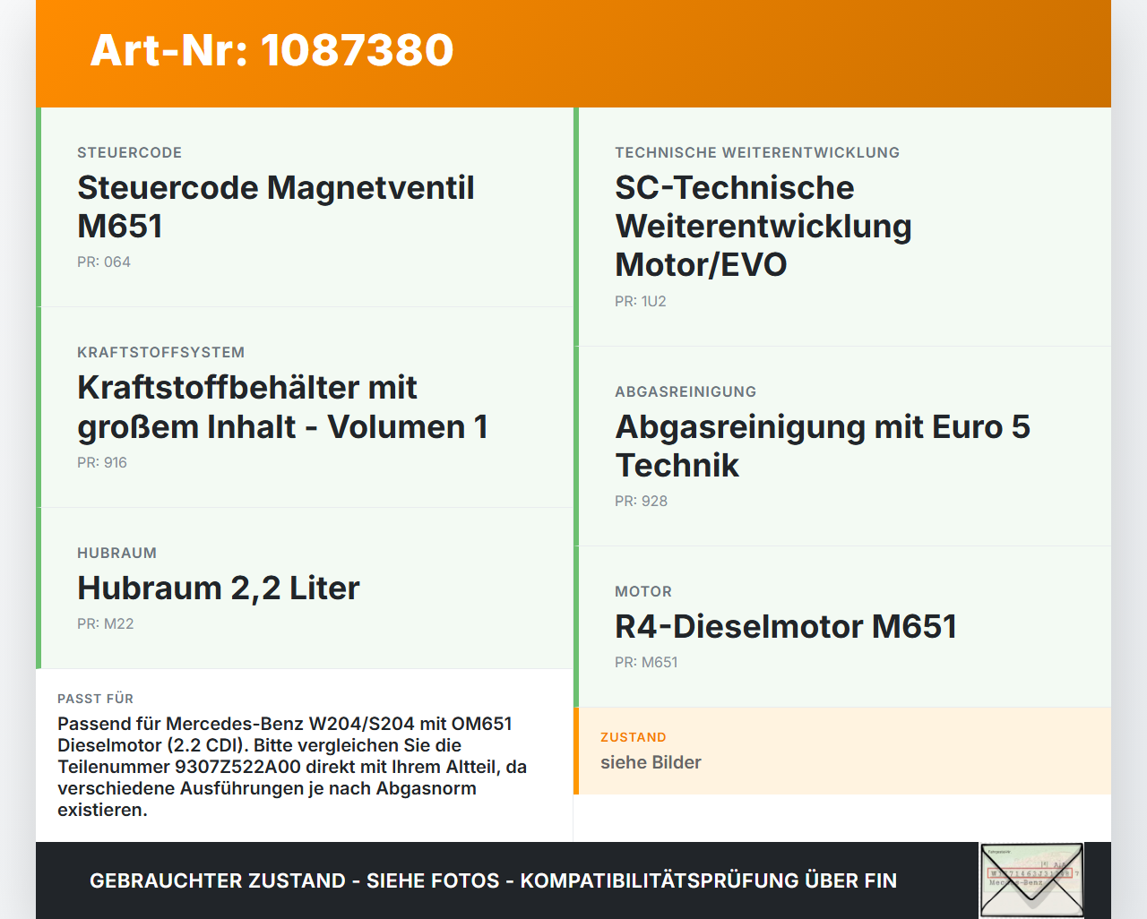 Mercedes S204 W204 11-15  CDI 2,1 125KW Railsensor Drucksensor Mercedes S204 W204 11-15 11.05.2012 9307Z522A00 gebraucht Vorschau 3