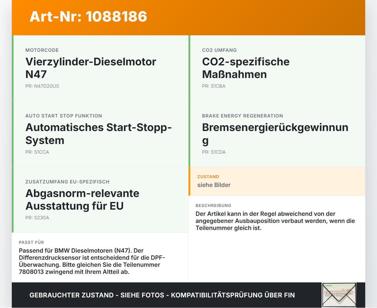 BMW E88 120d LCI 08-11 2,0d 105KW N47D20U0 Differenzdrucksensor Sensor Abgas Partikelfilter BMW E88 120d LCI 08-11... Vorschau 3