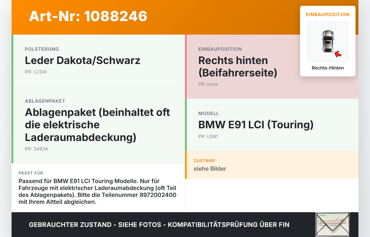 BMW E91 320i LCI 08-11 Stellmotor Elektr. Laderaumabdeckung Rechts Hinten BMW E91 320i LCI 08-11 31.08.2009... Vorschau 3
