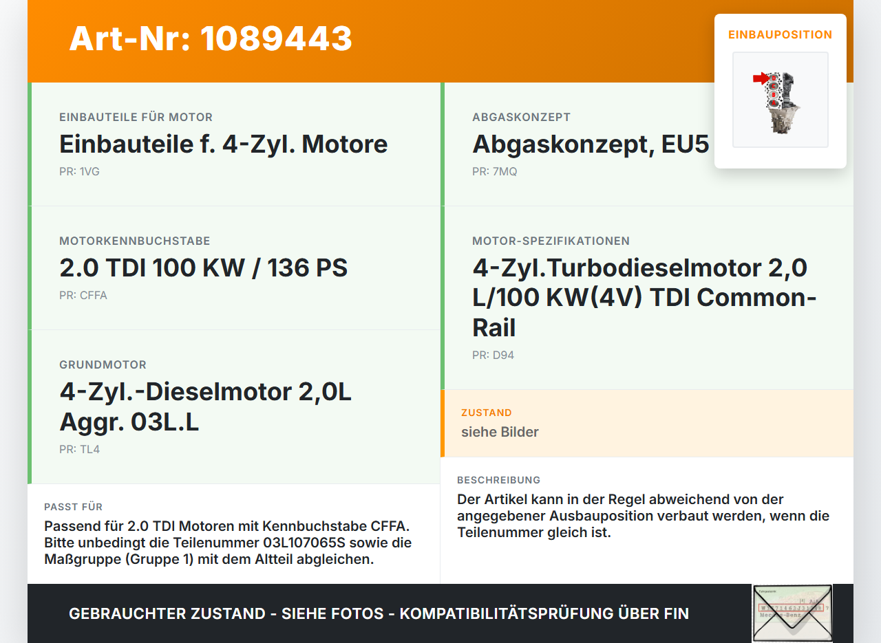 Audi Q3 8U 11-14 TDI 2,0 100KW CFFA Kolben mit Pleuel Pos D Audi Q3 8U 11-14 25.04.2013 03L107065S 03L107065S001... Vorschau 3