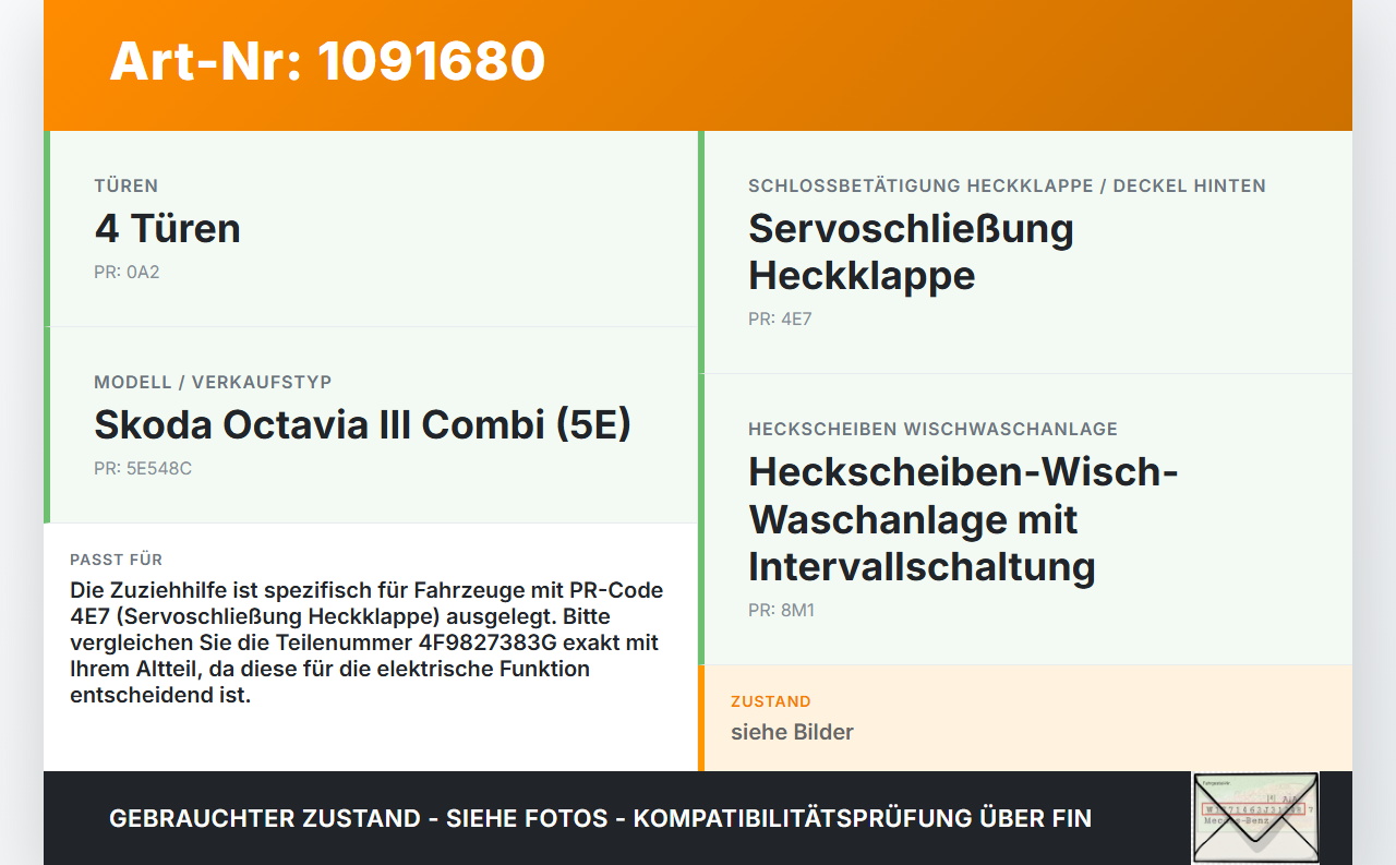 Skoda Octavia III 5E 17-20 Kombi Zuziehhilfe Motor Heckklappenschloss ZV Skoda Octavia III 5E 17-20 03.01.2018... Vorschau 3