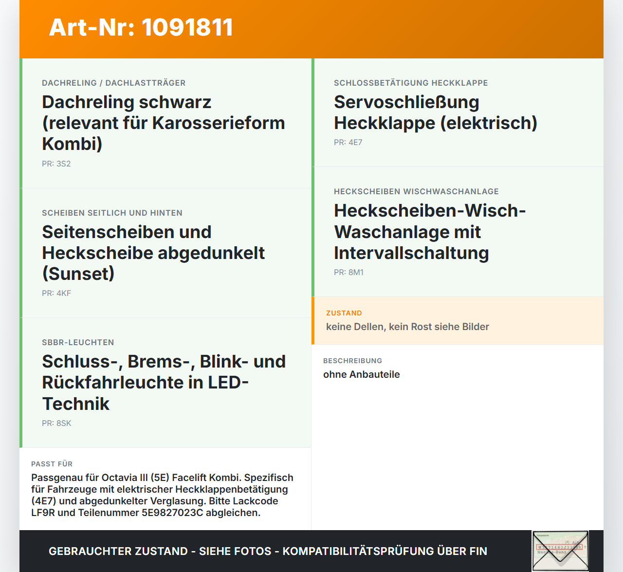 Skoda Octavia III 5E 17-20 Kombi Heckklappe Kofferraumdeckel LF9R Skoda Octavia III 5E 17-20 03.01.2018 5E9827023C... Vorschau 3