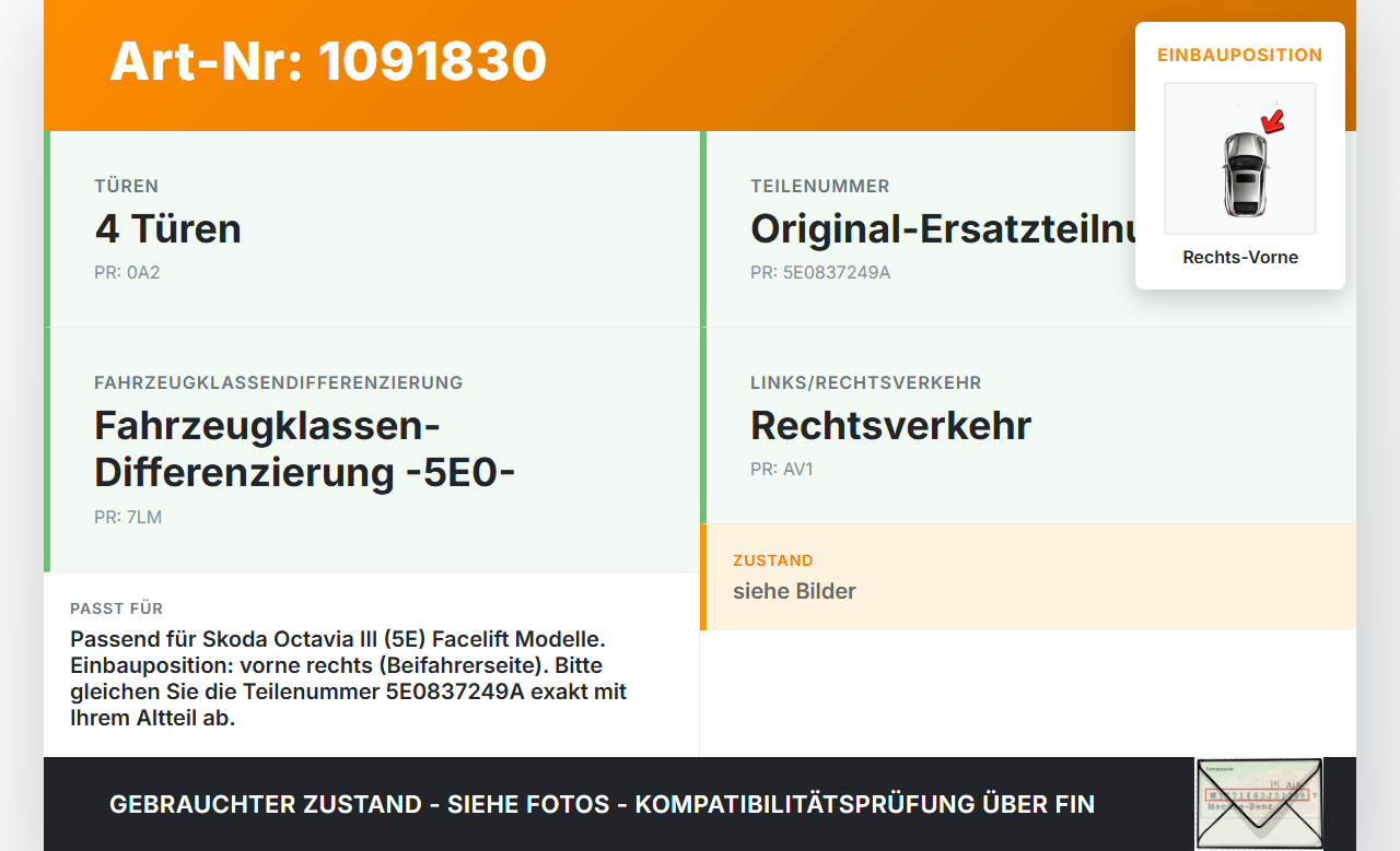Skoda Octavia III 5E 17-20 Kombi Türfangband Türbremse Türanschlag Rechts Vorne Skoda Octavia III 5E 17-20... Vorschau 3