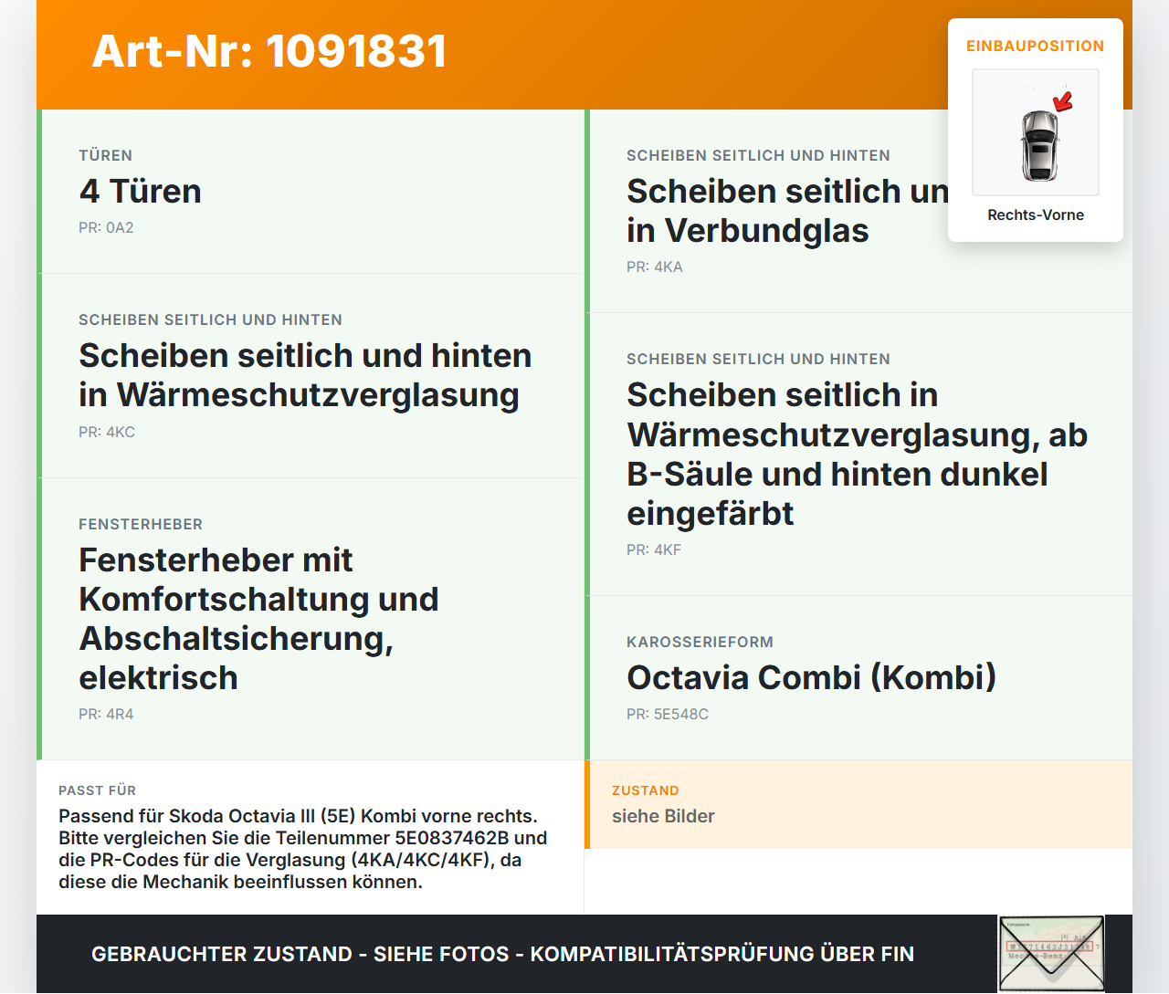 Skoda Octavia III 5E 17-20 Kombi Fensterheber o. FH-Motor Rechts Vorne Skoda Octavia III 5E 17-20 03.01.2018... Vorschau 3