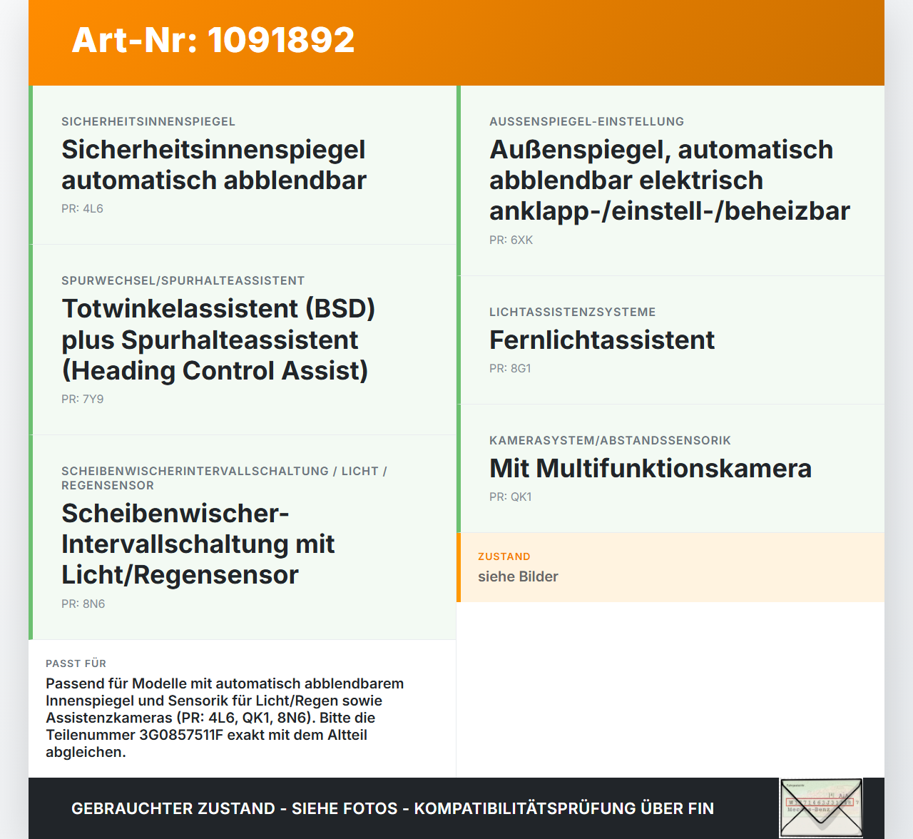 Skoda Octavia III 5E 17-20 Innenspiegel Rückspiegel Spiegel Innen satinschwarz perlgrau Skoda Octavia III 5E 17-20... Vorschau 3
