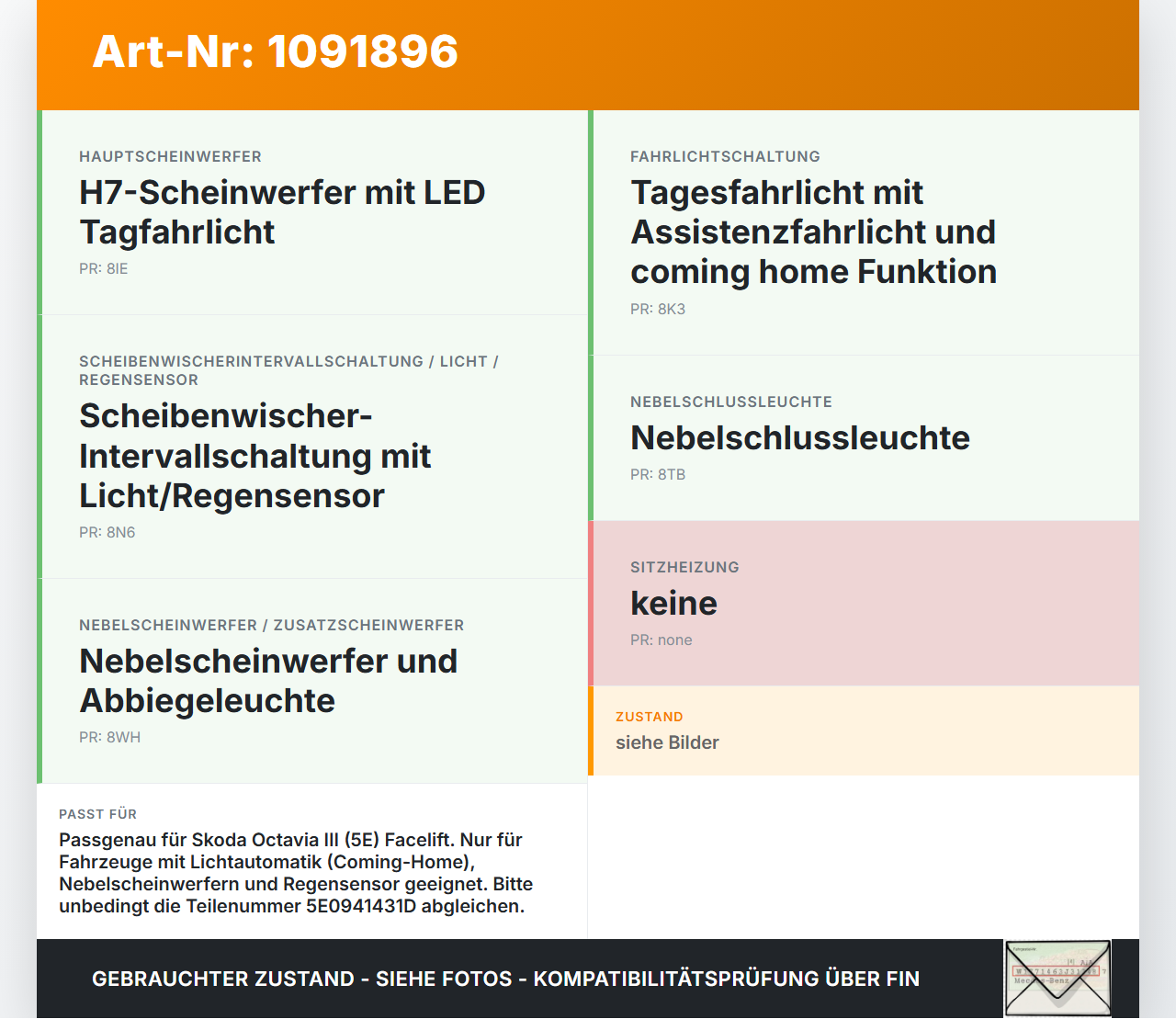 Skoda Octavia III 5E 17-20 Lichtschalter Schalter Skoda Octavia III 5E 17-20 03.01.2018 5E0941431D 10095088 gebraucht Vorschau 3