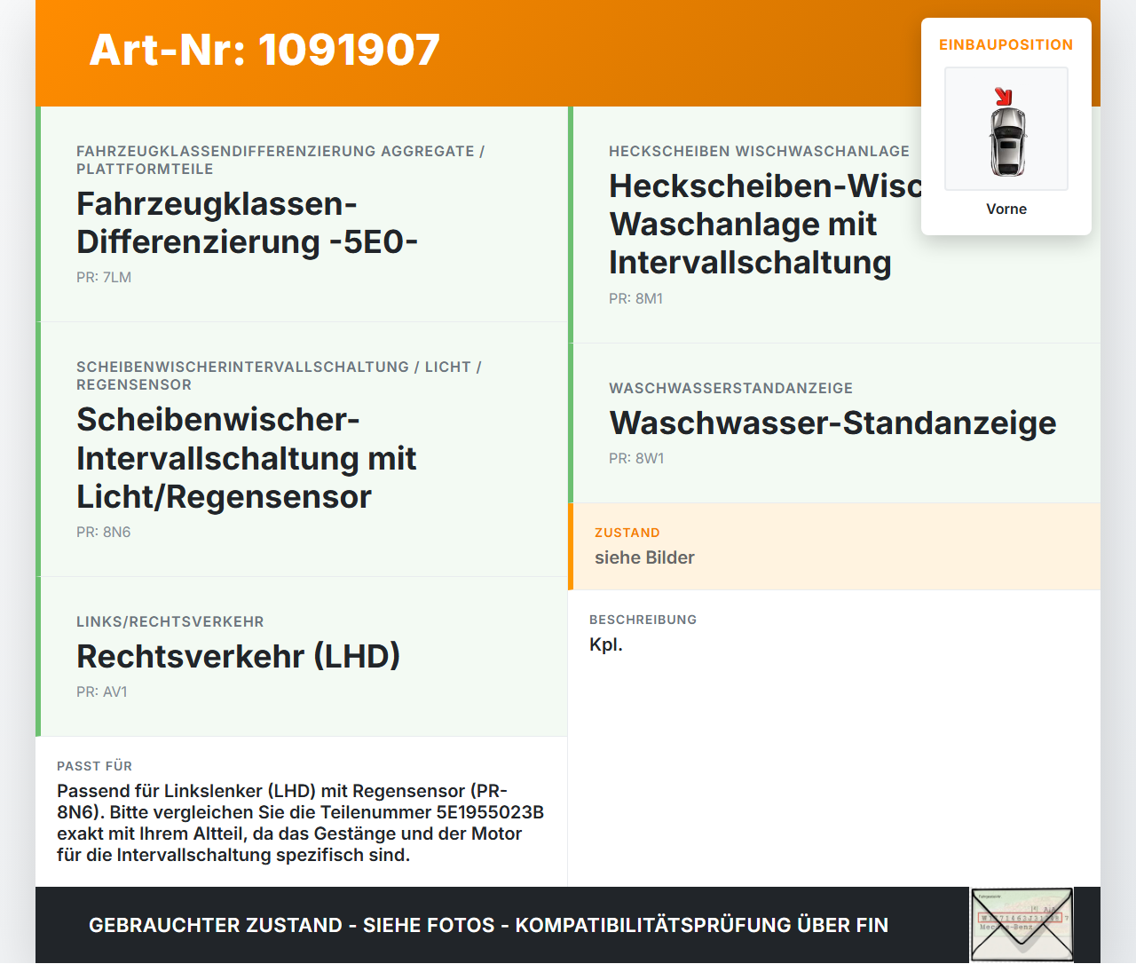 Skoda Octavia III 5E 17-20 Wischermotor mit Wischergestänge Vorne Skoda Octavia III 5E 17-20 03.01.2018 5E1955023B... Vorschau 3