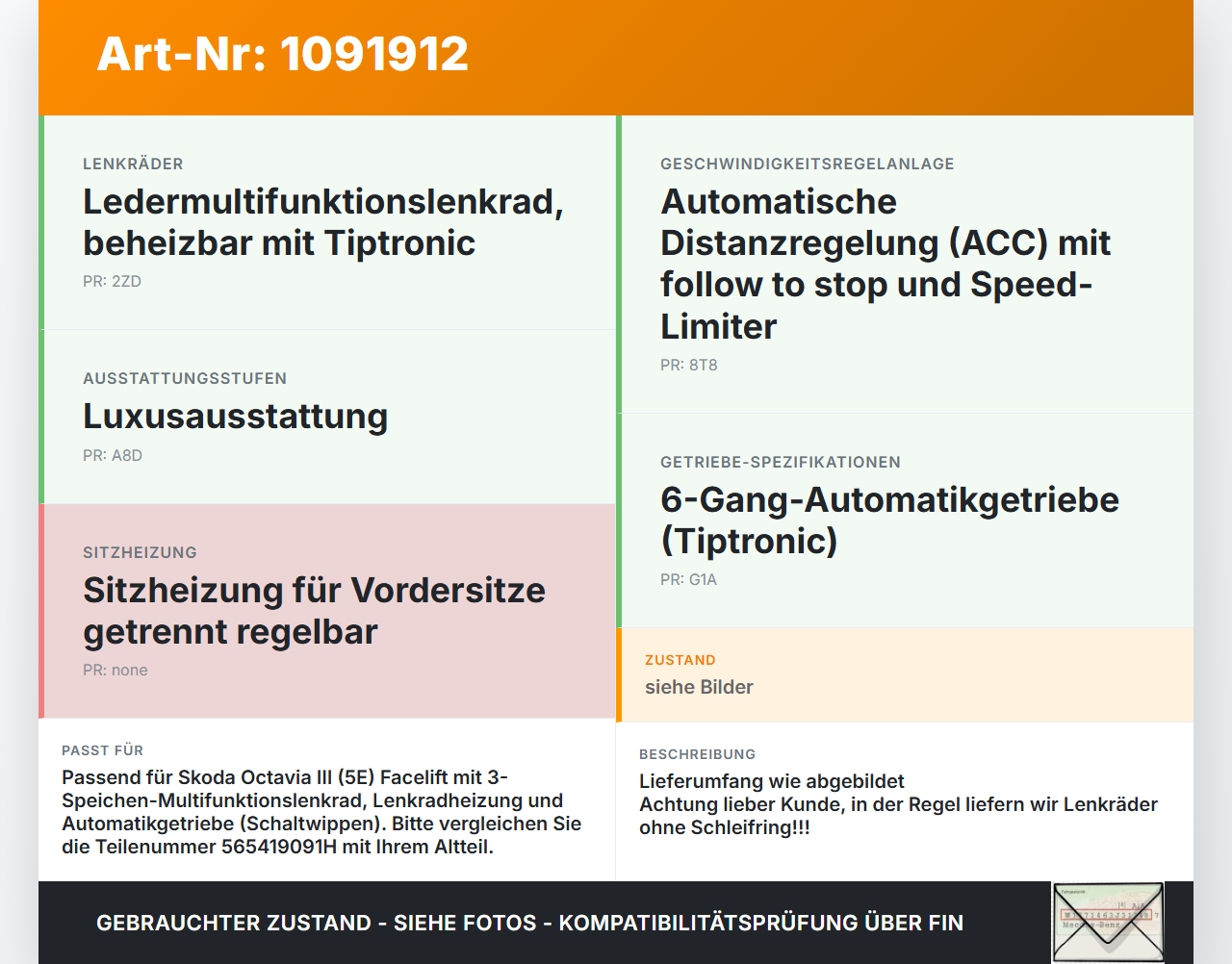 Skoda Octavia III 5E 17-20 Lenkrad Airbaglenkrad Lederlenkrad Skoda Octavia III 5E 17-20 03.01.2018 565419091H... Vorschau 3