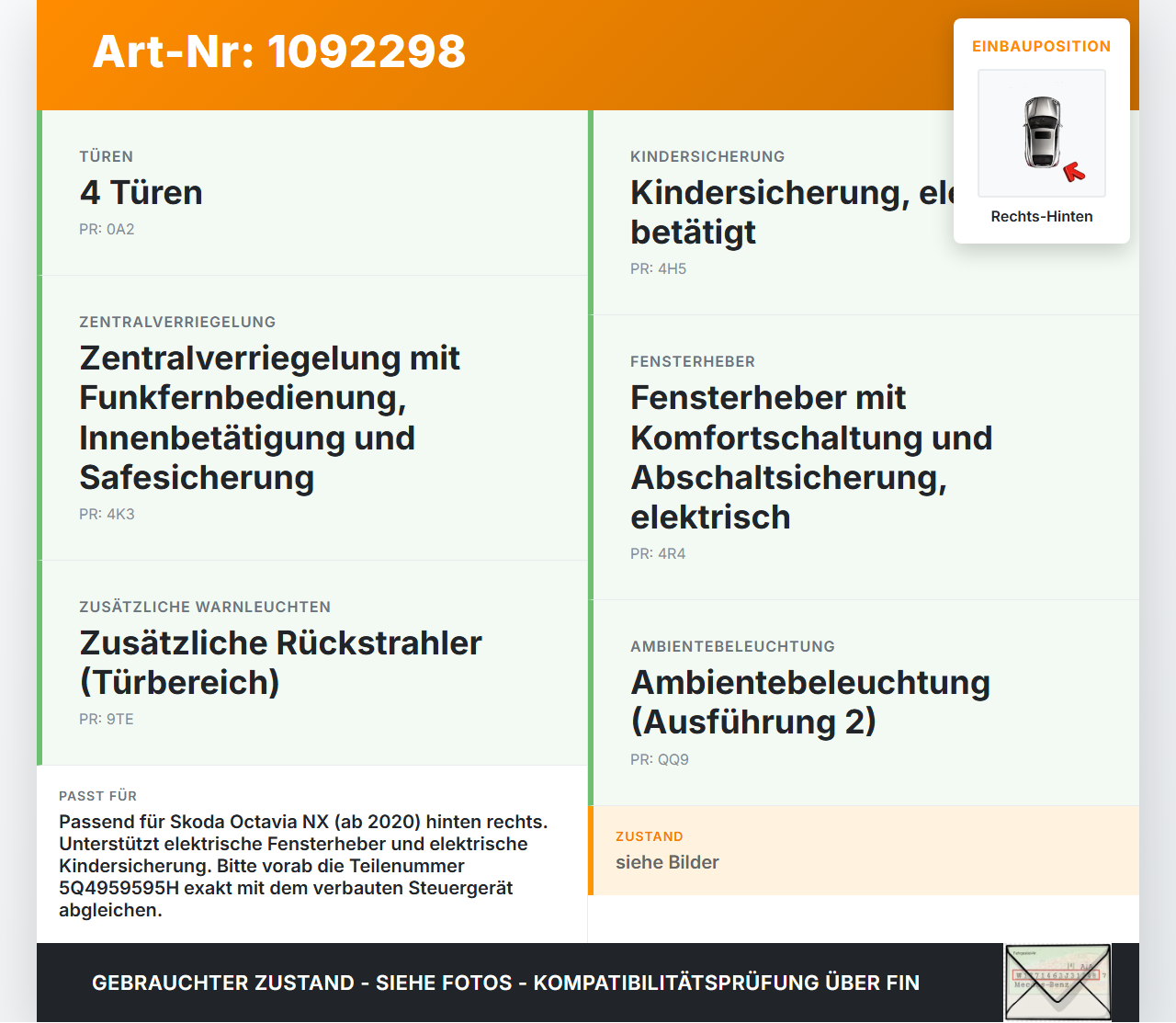 Skoda Octavia IV NX 20-24 Steuergerät ECU Modul Türsteuergerät Rechts Hinten Skoda Octavia IV NX 20-24 26.04.2021... Vorschau 3