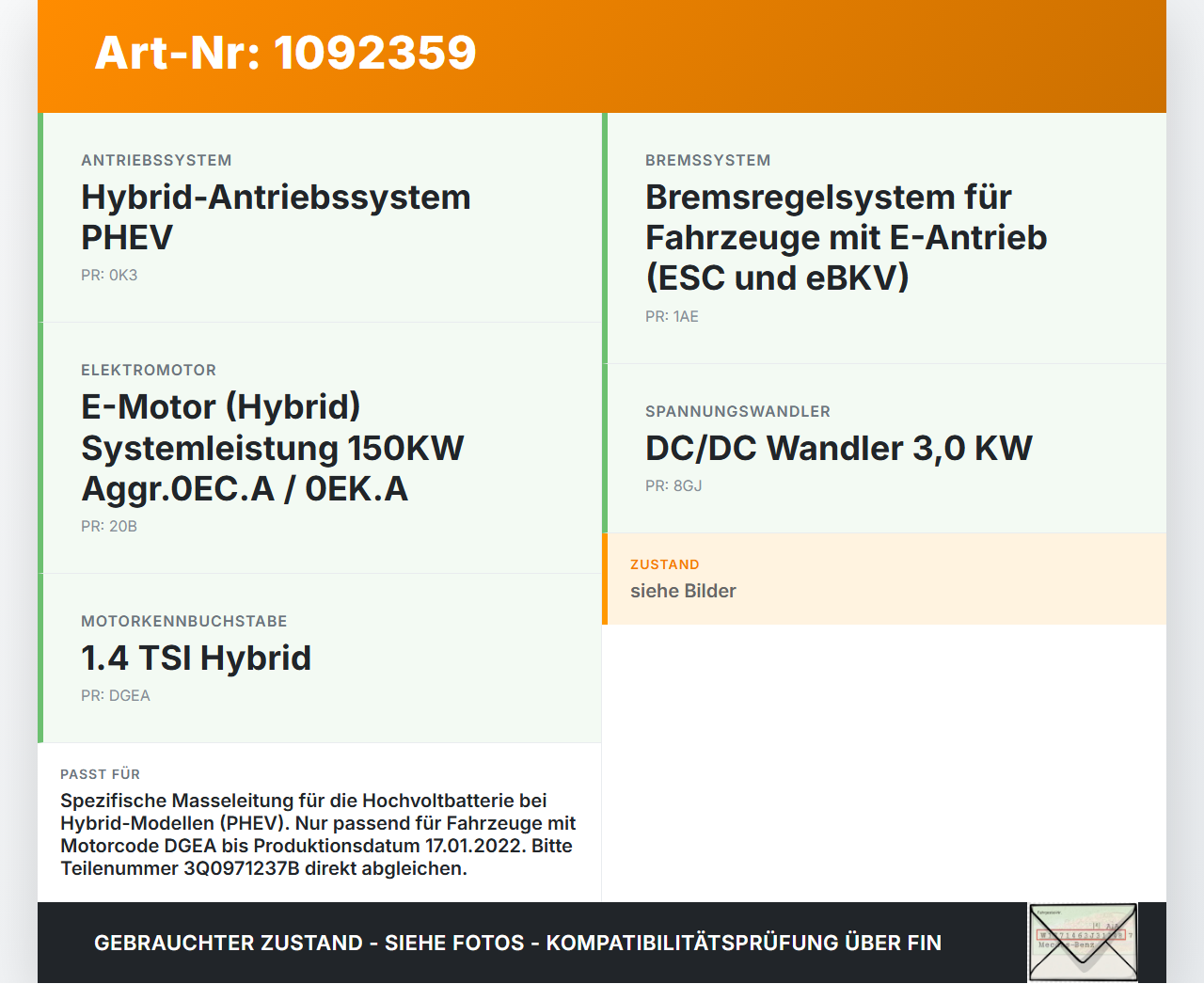 Skoda Octavia IV NX 20-24 Kombi Kabel für Masse Hybrid Muniskabel Skoda Octavia IV NX 20-24 26.04.2021 3Q0971237B... Vorschau 3