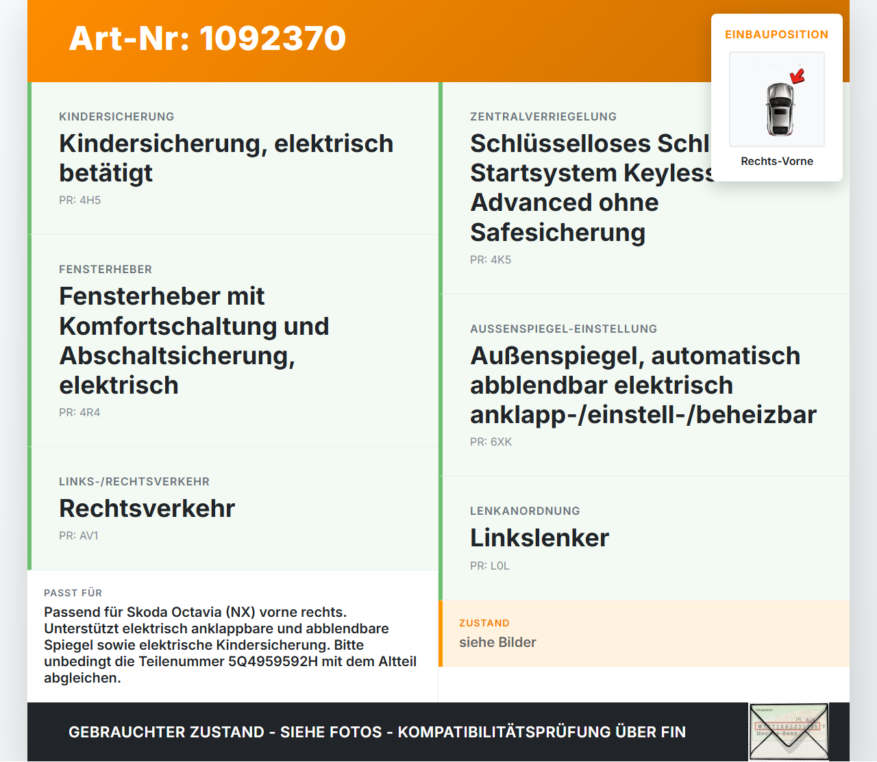 Skoda Octavia IV NX 20-24 Steuergerät ECU Modul Türsteuergerät Rechts Vorne Skoda Octavia IV NX 20-24 26.04.2021... Vorschau 3