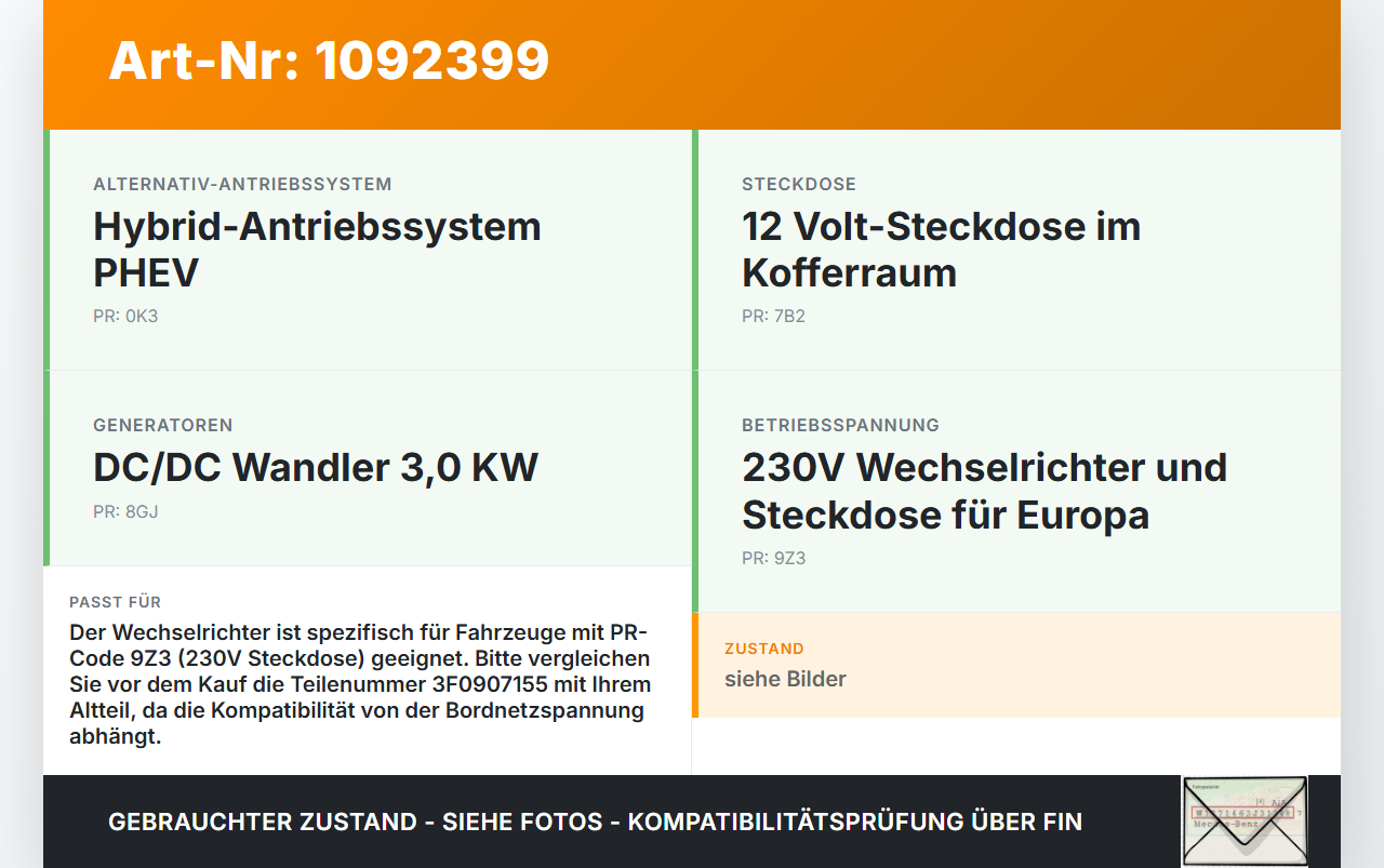 Skoda Octavia IV NX 20-24 Inverter Wechselrichter Umrichter für 230V Steckdose 50Hz 150W Skoda Octavia IV NX 20-24... Vorschau 3
