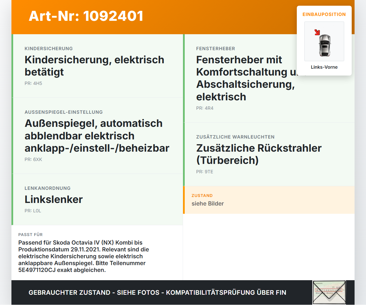 Skoda Octavia IV NX 20-24 Kombi Kabelbaum für Tür und Fensterheber Links Vorne Skoda Octavia IV NX 20-24 26.04.2021... Vorschau 3