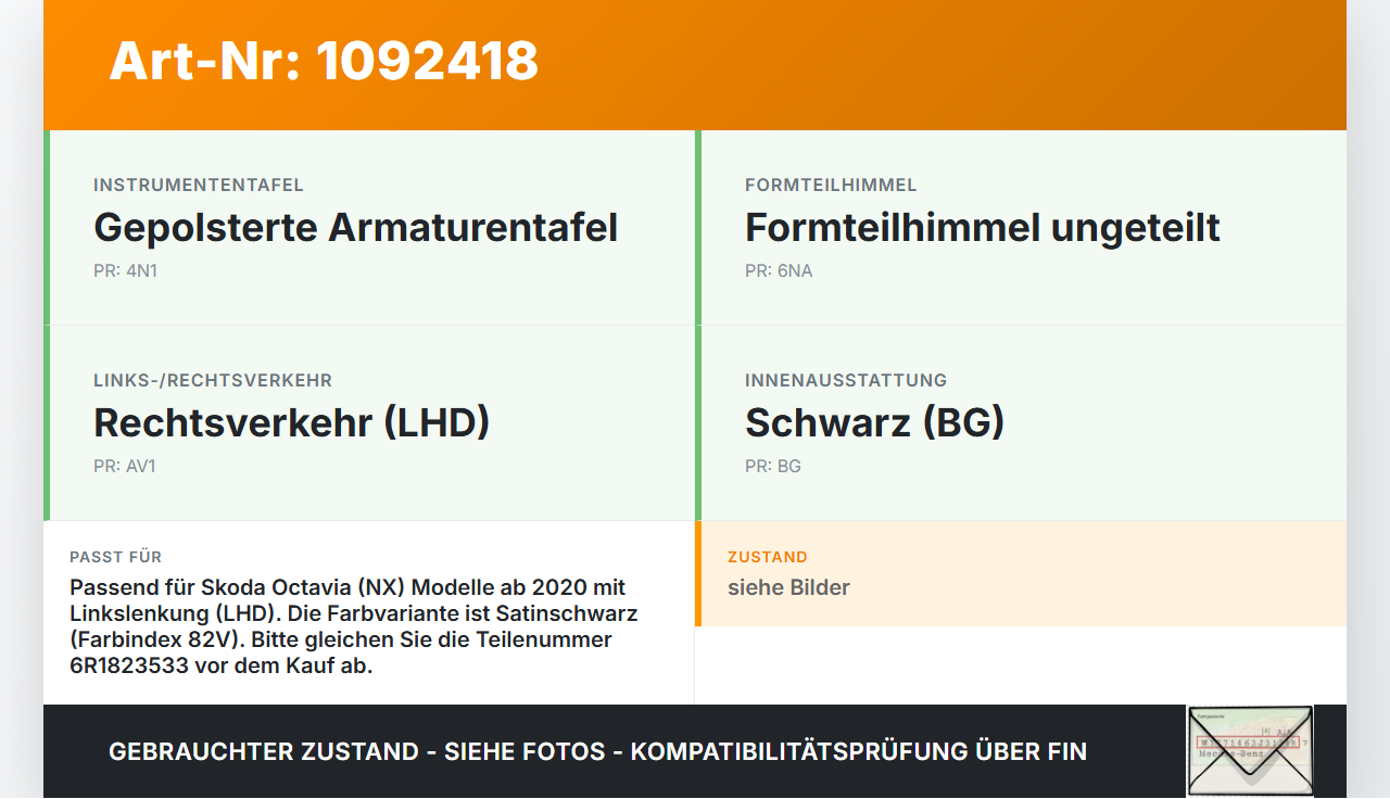 Skoda Octavia IV NX 20-24 Hebel Entriegelung für Motorhaube Skoda Octavia IV NX 20-24 26.04.2021 6R1823533 gebraucht Vorschau 3
