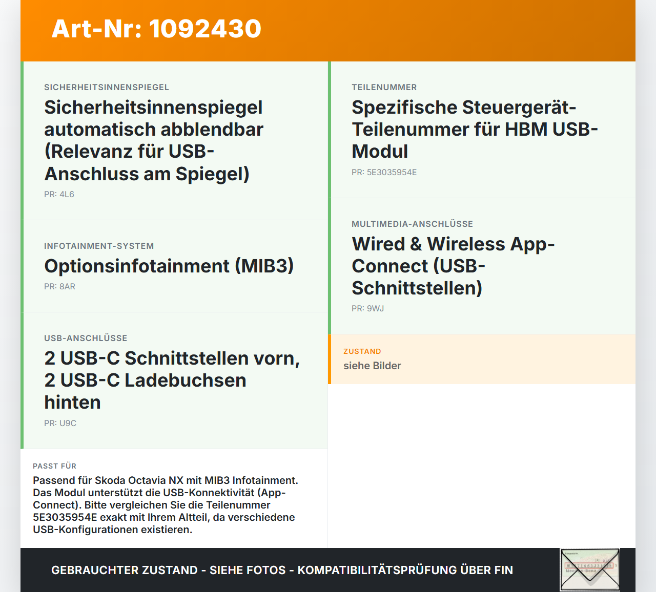 Skoda Octavia IV NX 20-24 Steuergerät ECU Modul HBM USB Skoda Octavia IV NX 20-24 26.04.2021 5E3035954E 5E3035954... Vorschau 3