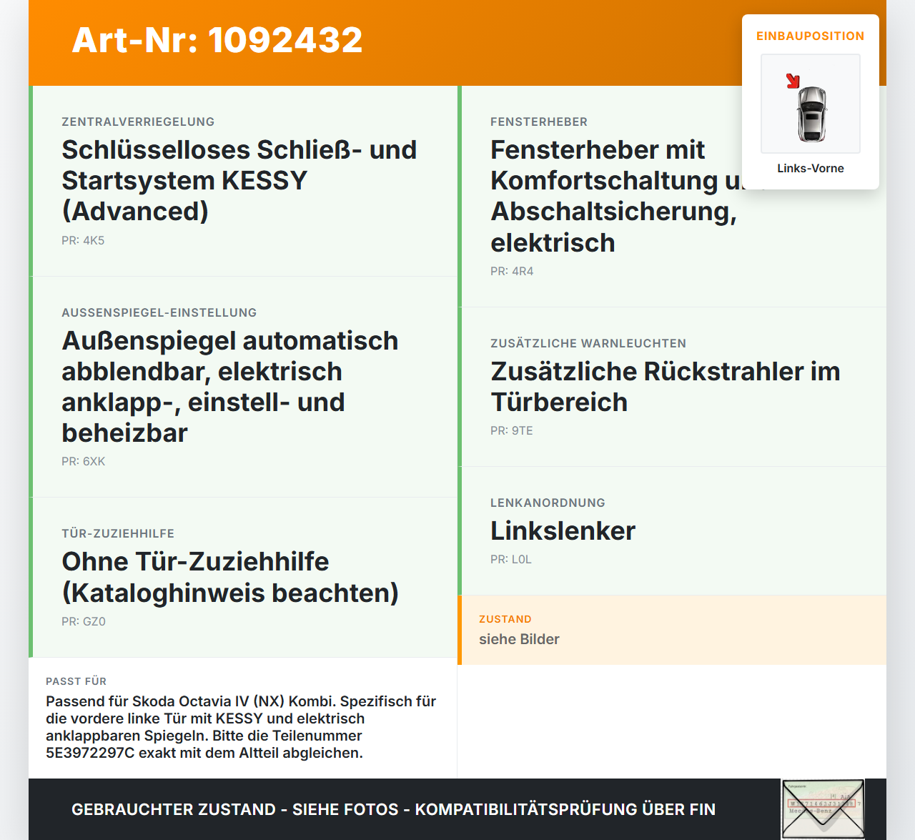 Skoda Octavia IV NX 20-24 Kombi Kabelbaum für Tür und Fensterheber Links Vorne Skoda Octavia IV NX 20-24 26.04.2021... Vorschau 3