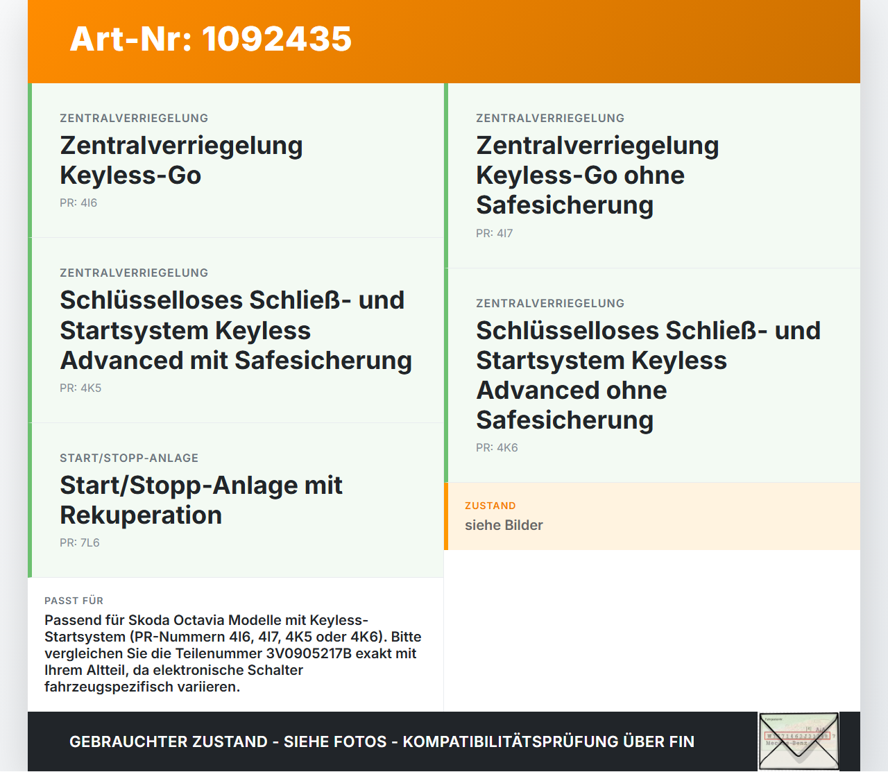 Skoda Octavia IV NX 20-24 Schalter Start Stop On Off Engine Skoda Octavia IV NX 20-24 26.04.2021 3V0905217B... Vorschau 3