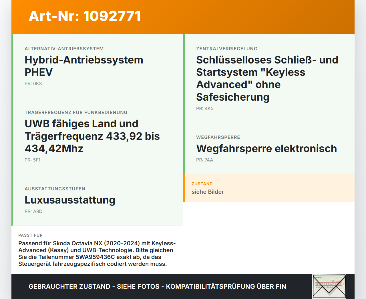 Skoda Octavia IV NX 20-24 Steuergerät ECU Modul SG für Startberechtigung Skoda Octavia IV NX 20-24 26.04.2021... Vorschau 3