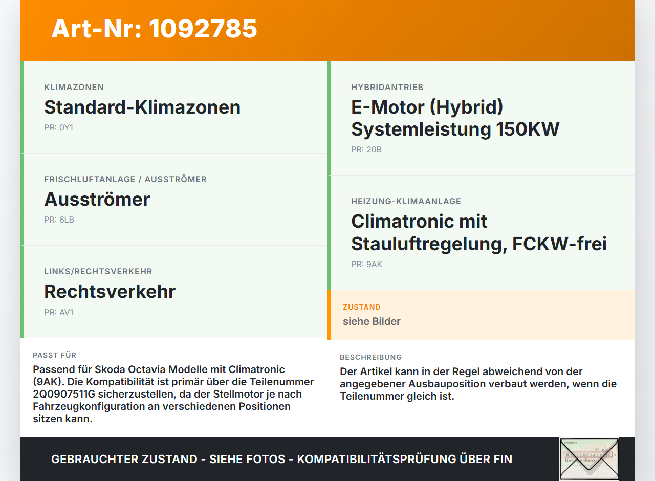 Skoda Octavia IV NX 20-24 Luftklappenstellmotor Stellmotor Pos.1 Skoda Octavia IV NX 20-24 26.04.2021 2Q0907511G... Vorschau 3