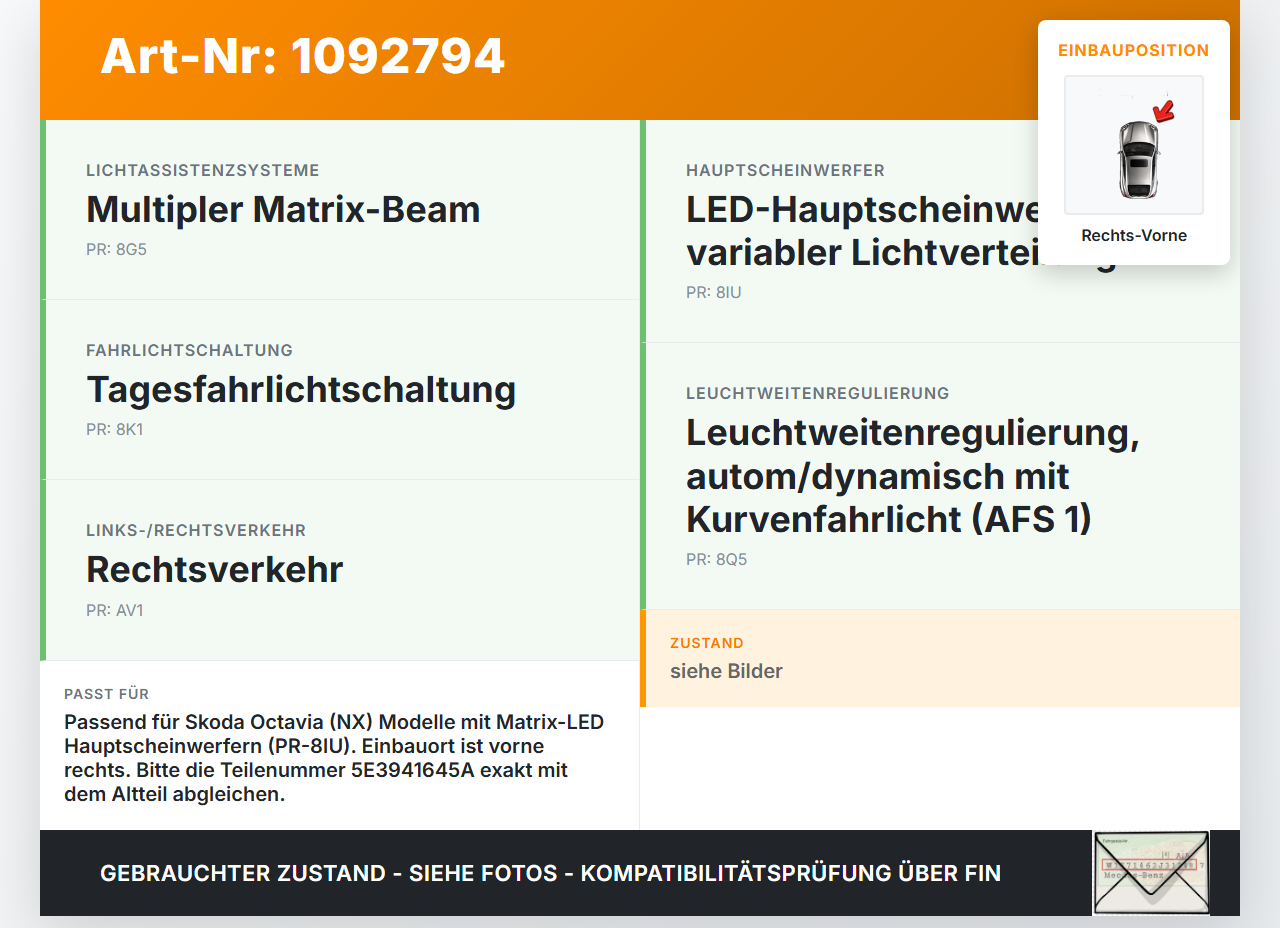 Skoda Octavia IV NX 20-24 LED Tagfahrlicht Tagfahrleuchte Rechts Vorne Skoda Octavia IV NX 20-24 26.04.2021... Vorschau 3