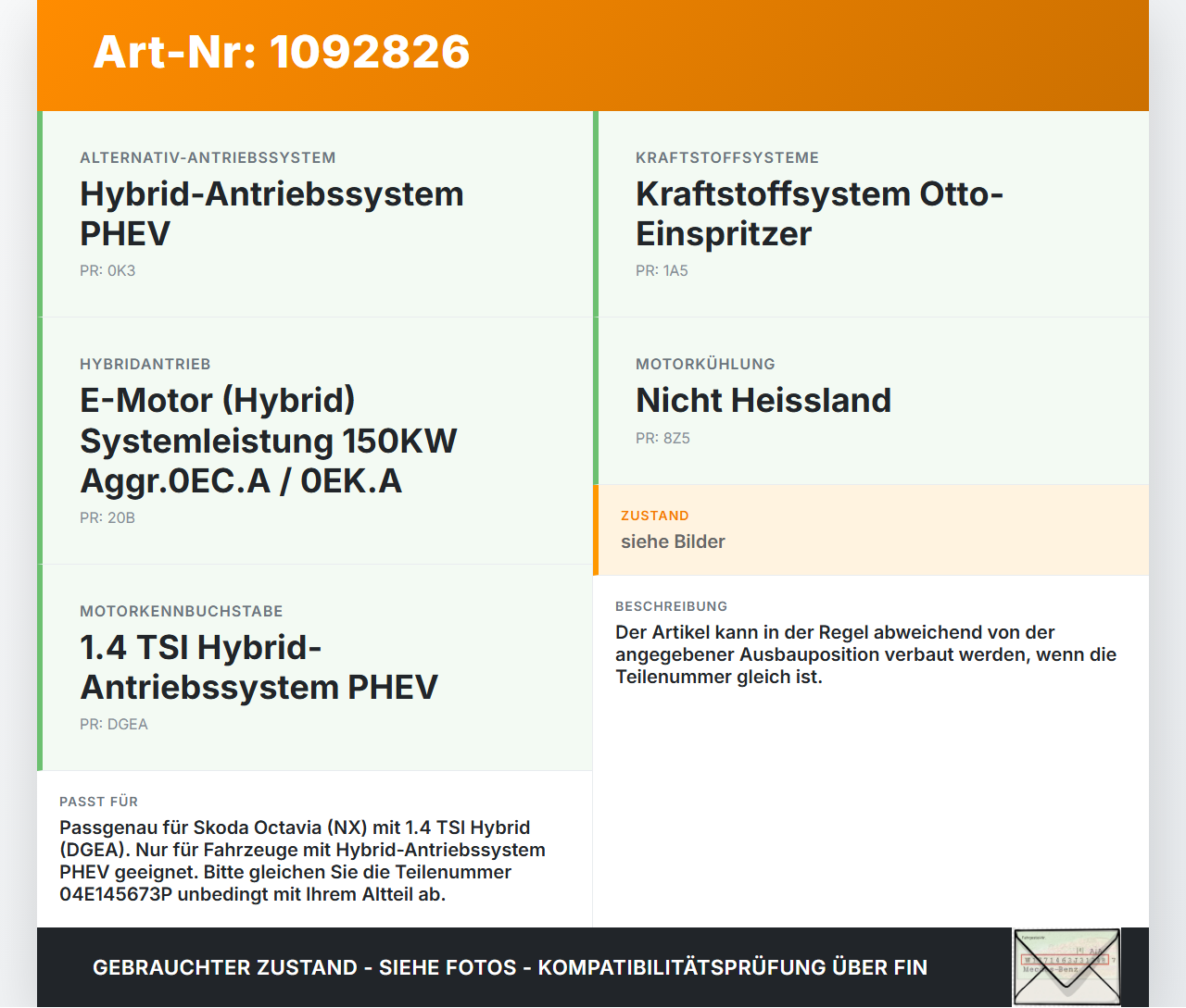 Skoda Octavia IV NX 20-24 Hybrid TSI iV 1,4 110KW Ansaugrohr Ladeluftschlauch Luftschlauch Pos.1 Skoda Octavia IV... Vorschau 3