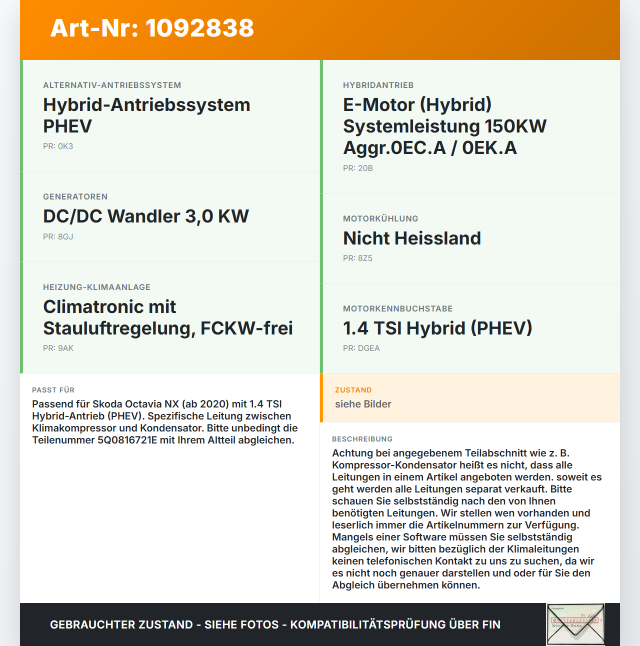 Skoda Octavia IV NX 20-24 Hybrid TSI iV 1,4 110KW Klimaschlauch Klimaleitung Skoda Octavia IV NX 20-24 26.04.2021... Vorschau 3