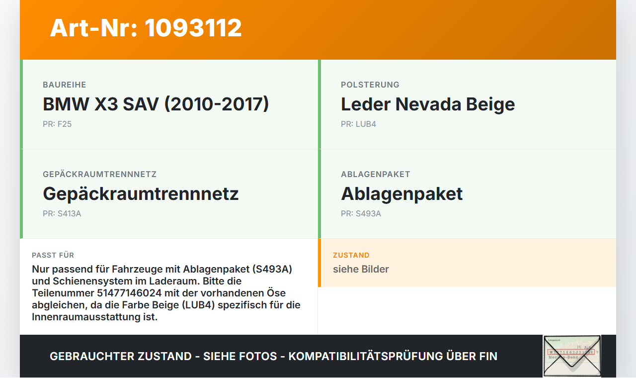 BMW X3 F25 10-14 3,0d 190KW Verzurröse arretierbar Halteöse Set BMW X3 F25 10-14 22.06.2011 7146024 51477146024... Vorschau 3