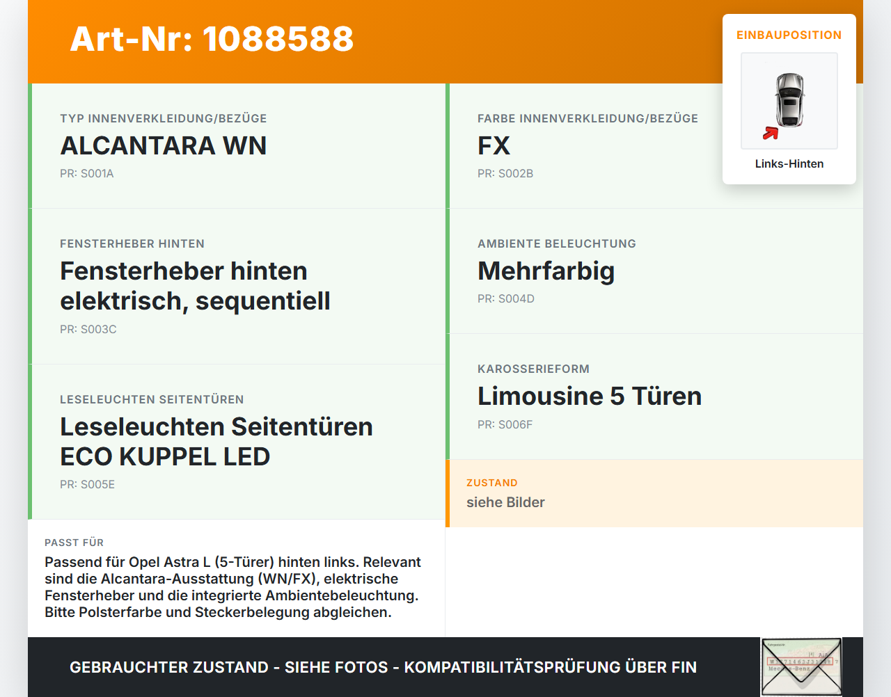 Opel Astra L 21-26 5T Türverkleidung Türpappe Links Hinten Opel Astra L 21-26 27.04.2023 gebraucht Vorschau 3