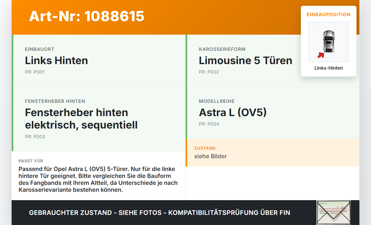 Opel Astra L 21-26 5T Türfangband  Türbremse Türanschlag Links Hinten Opel Astra L 21-26 27.04.2023 gebraucht Vorschau 3