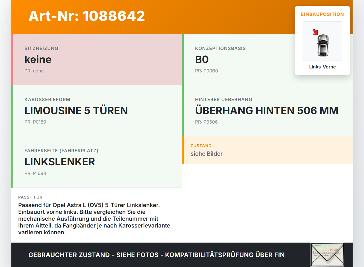 Opel Astra L 21-26 5T Türfangband Türbremse Türanschlag Links Vorne Opel Astra L 21-26 27.04.2023 gebraucht Vorschau 3