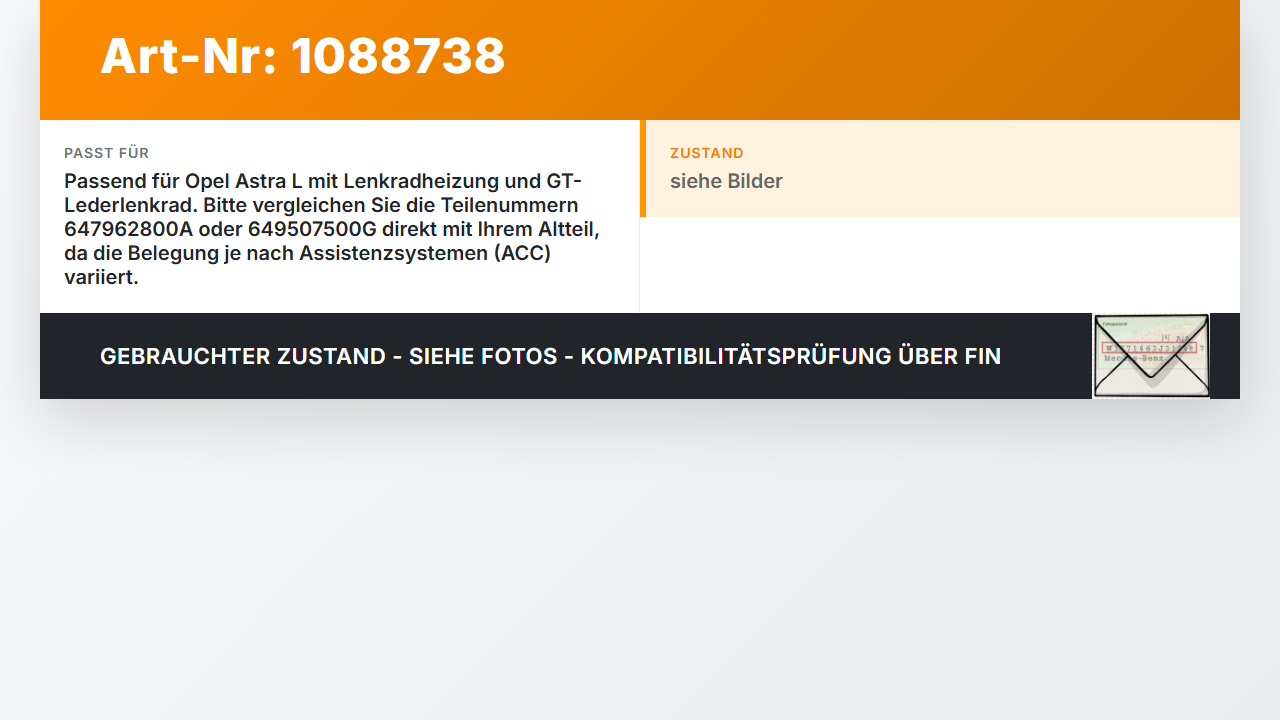 Opel Astra L 21-26 Steuergerät ECU Modul für Lenkrad Opel Astra L 21-26 27.04.2023 9843179980 649507500G 647962800A... Vorschau 3
