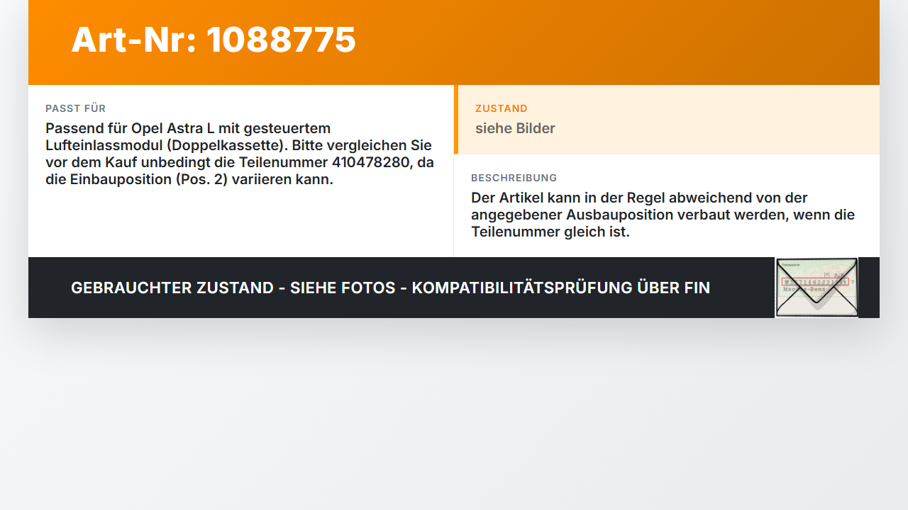 Opel Astra L 21-26 Luftklappenstellmotor Stellmotor Pos.2 Opel Astra L 21-26 27.04.2023 410478280 412650920 gebraucht Vorschau 3