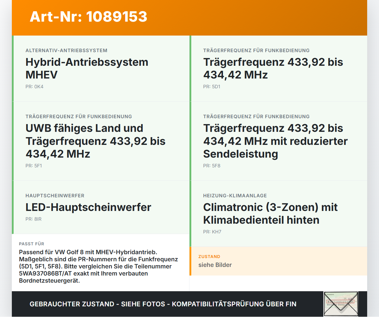 VW Golf 8 VIII 19-24 SG Steuergerät für Karosserie VW Golf 8 VIII 19-24 14.08.2023 5WA937086BT 5WA937086AT... Vorschau 3